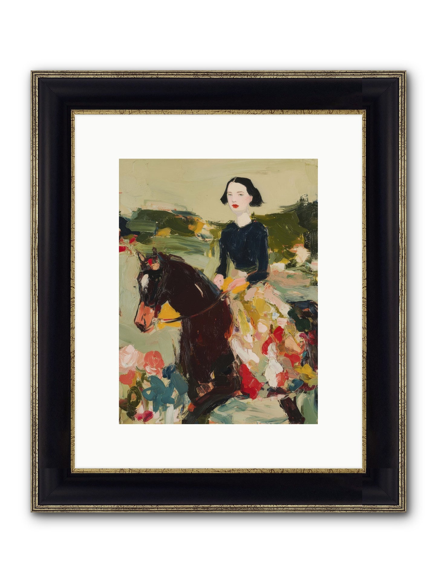 Countryside Contentment Framed Print - Black & Gold 9x12