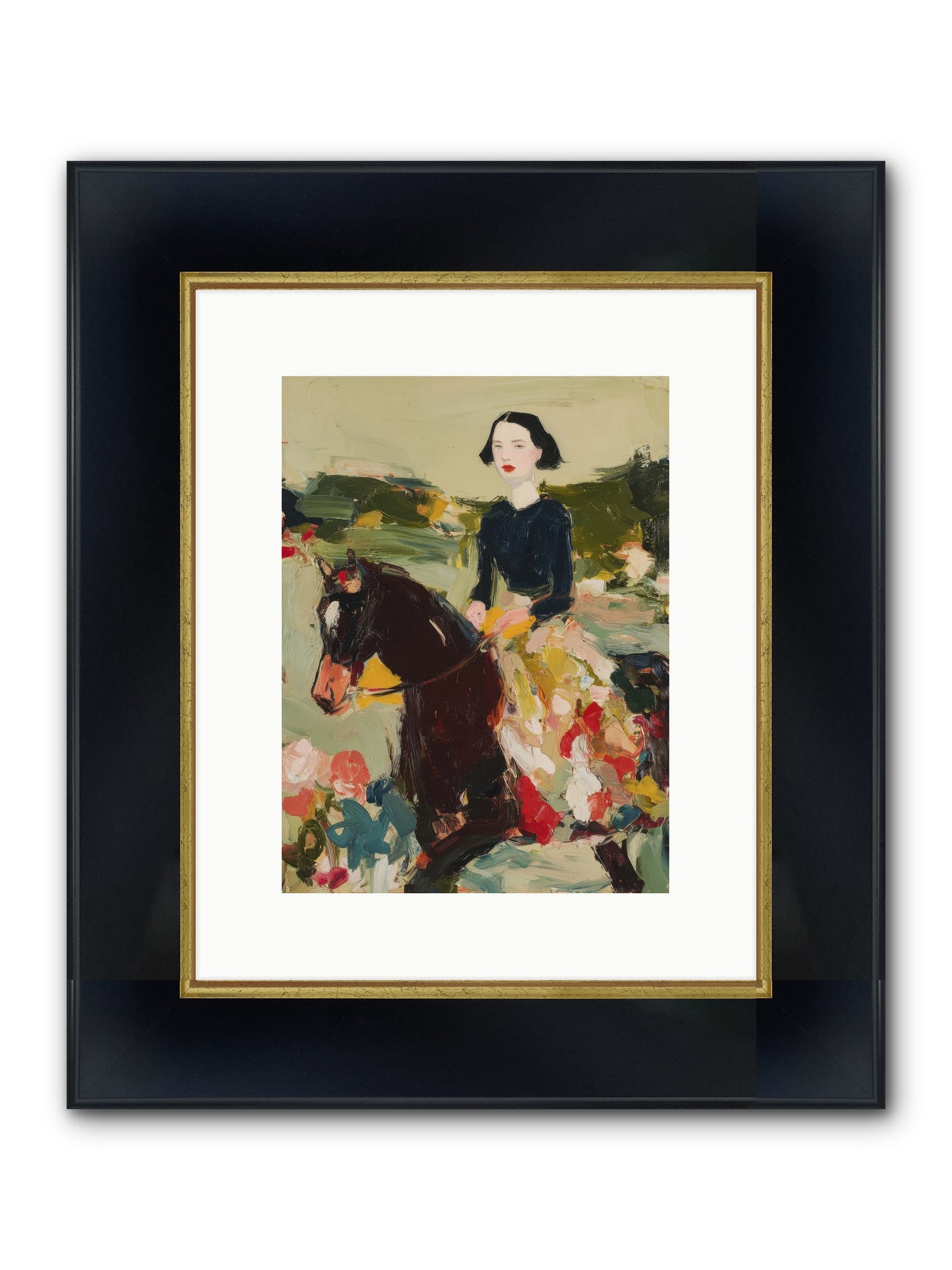 Countryside Contentment Framed Print - Wide Black w/Gold 9x12