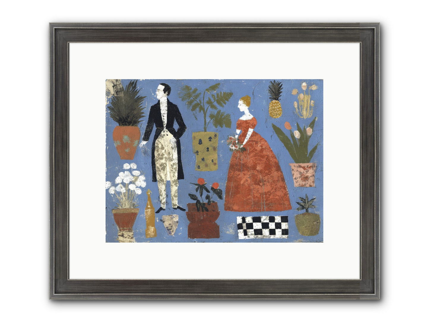 Courtship Among Pineapples Framed Print - Slimwoods Black/Silver 12x9