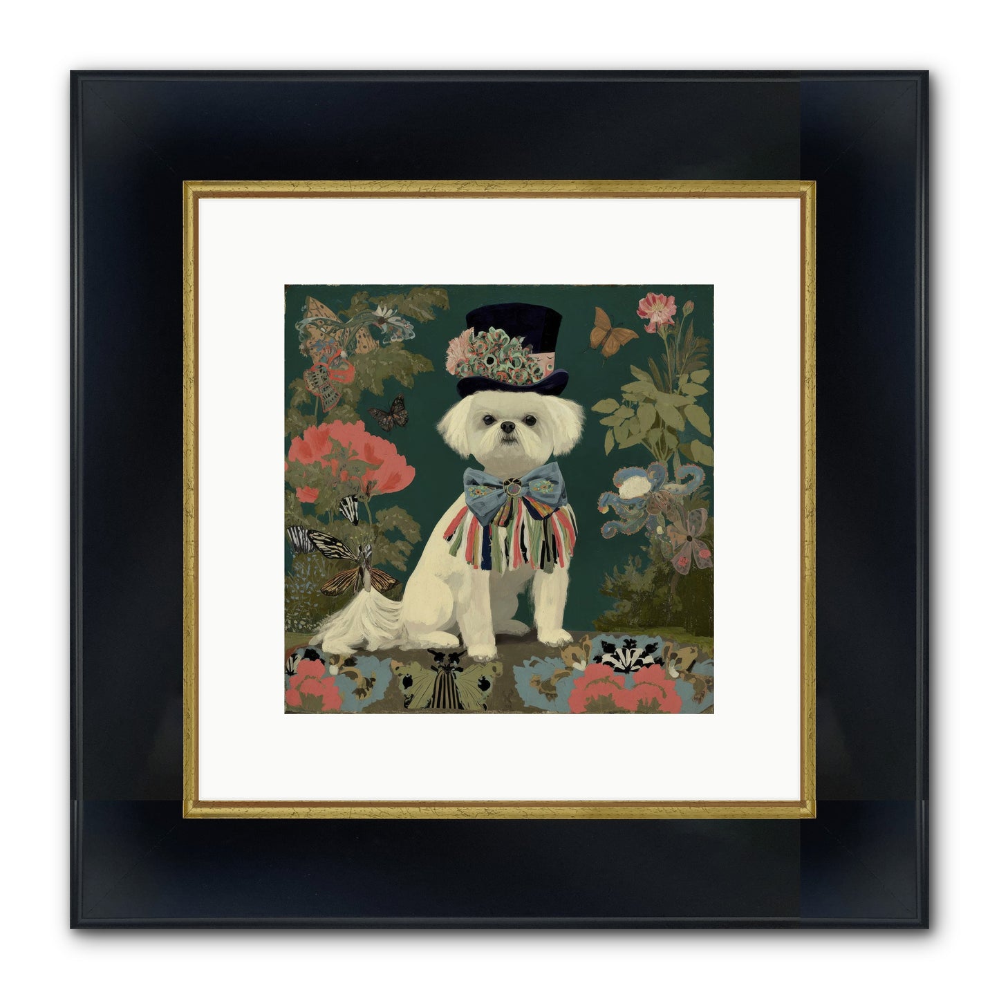 Courtship’s Secret Framed Print - Wide Black w/Gold 10x10