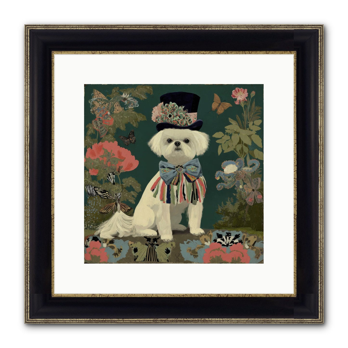 Courtship’s Secret Framed Print - Black & Gold 12x12