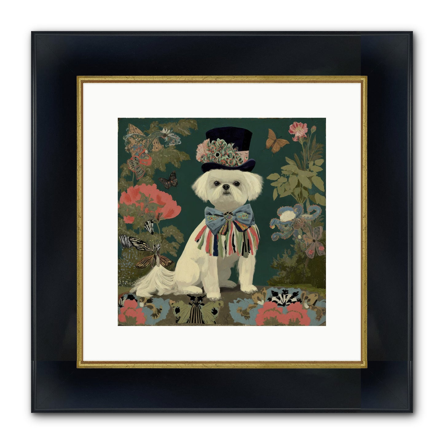 Courtship’s Secret Framed Print - Wide Black w/Gold 12x12