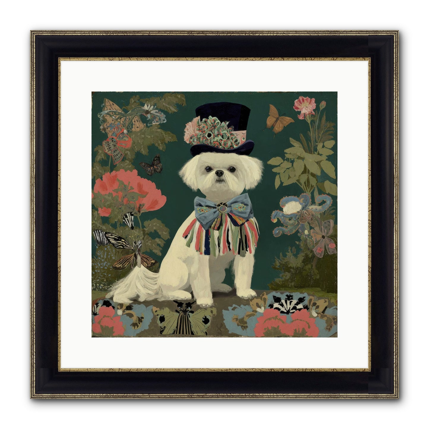 Courtship’s Secret Framed Print - Black & Gold 16x16