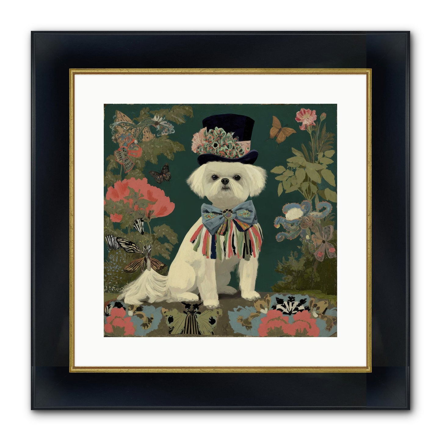 Courtship’s Secret Framed Print - Wide Black w/Gold 16x16