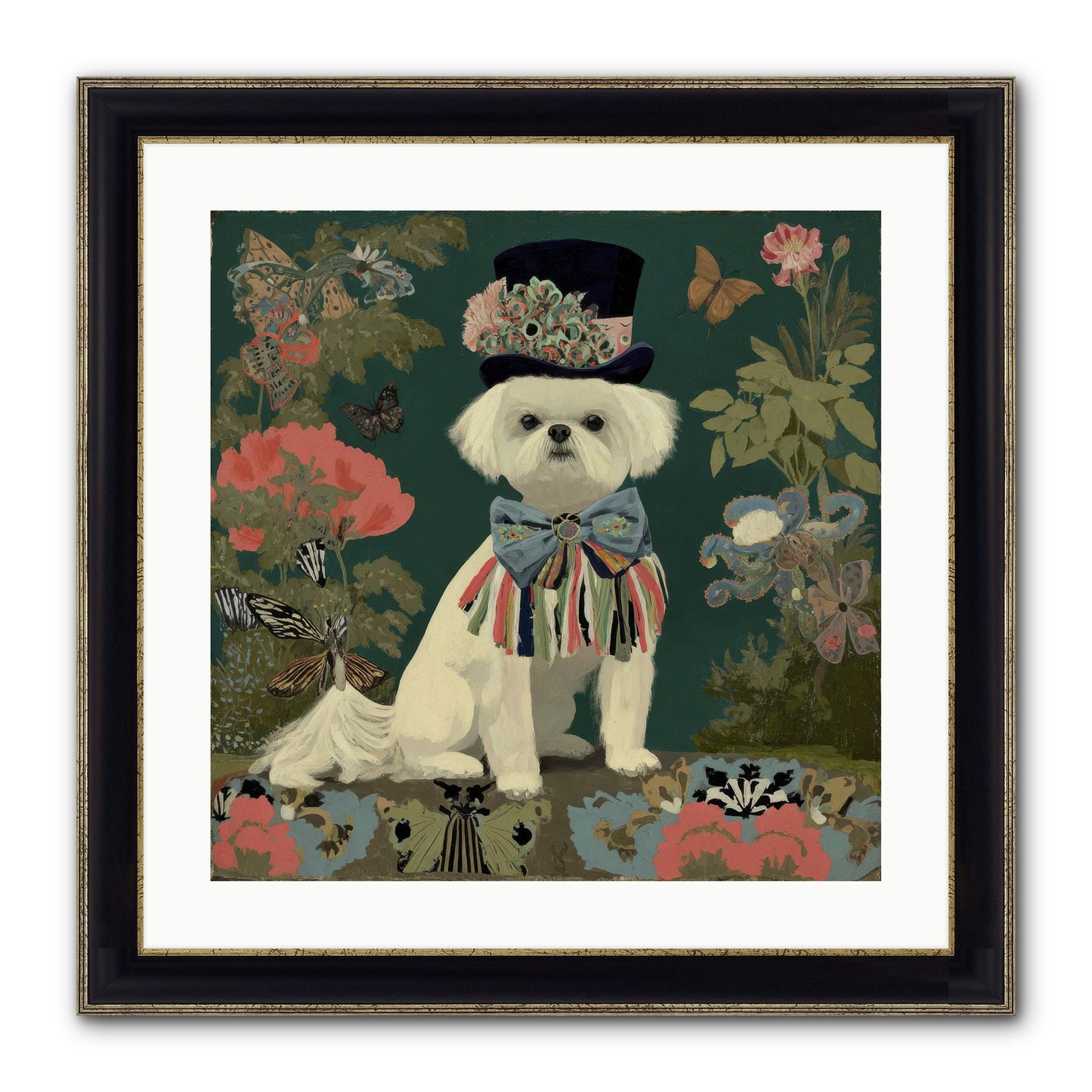 Courtship’s Secret Framed Print - Black & Gold 20x20