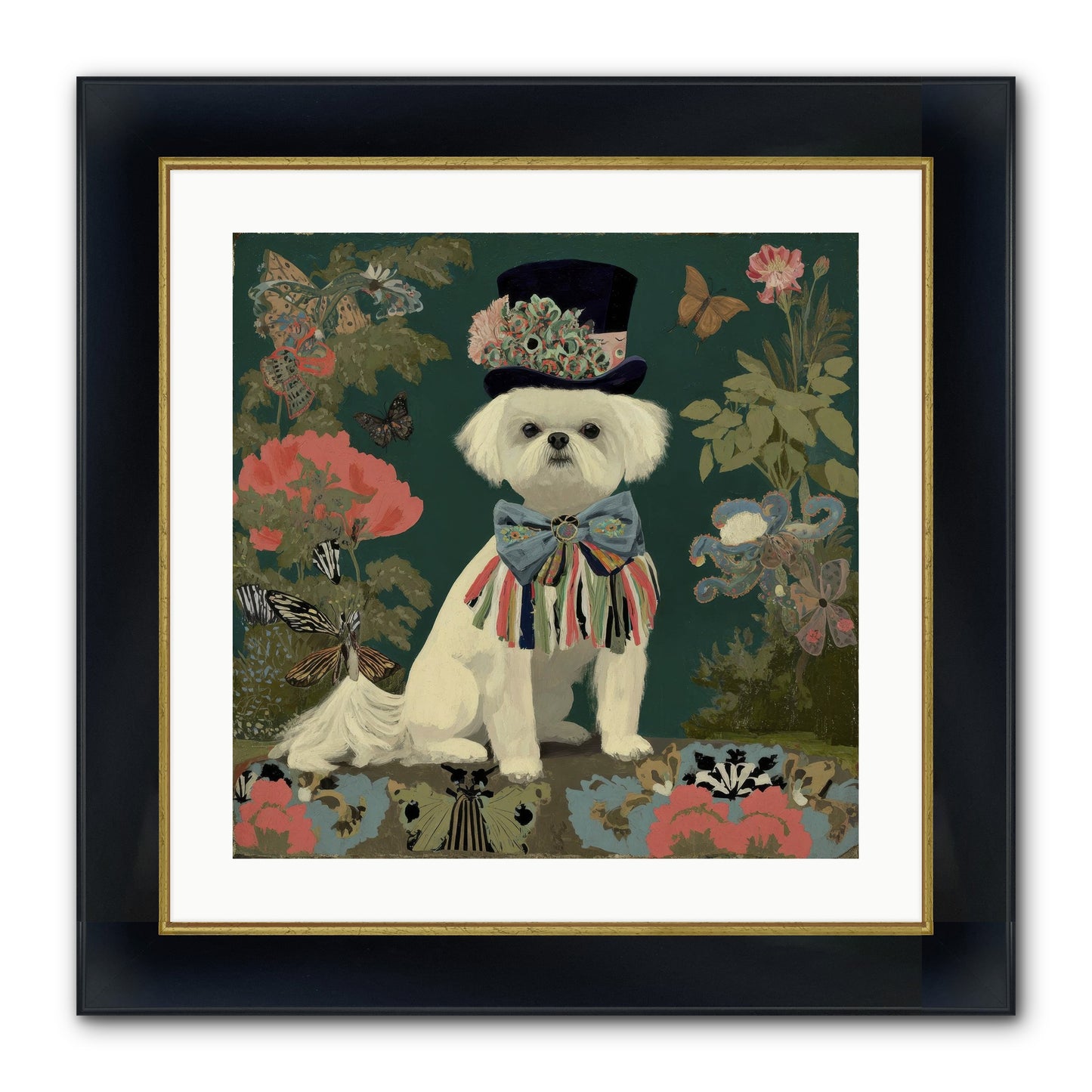 Courtship’s Secret Framed Print - Wide Black w/Gold 20x20