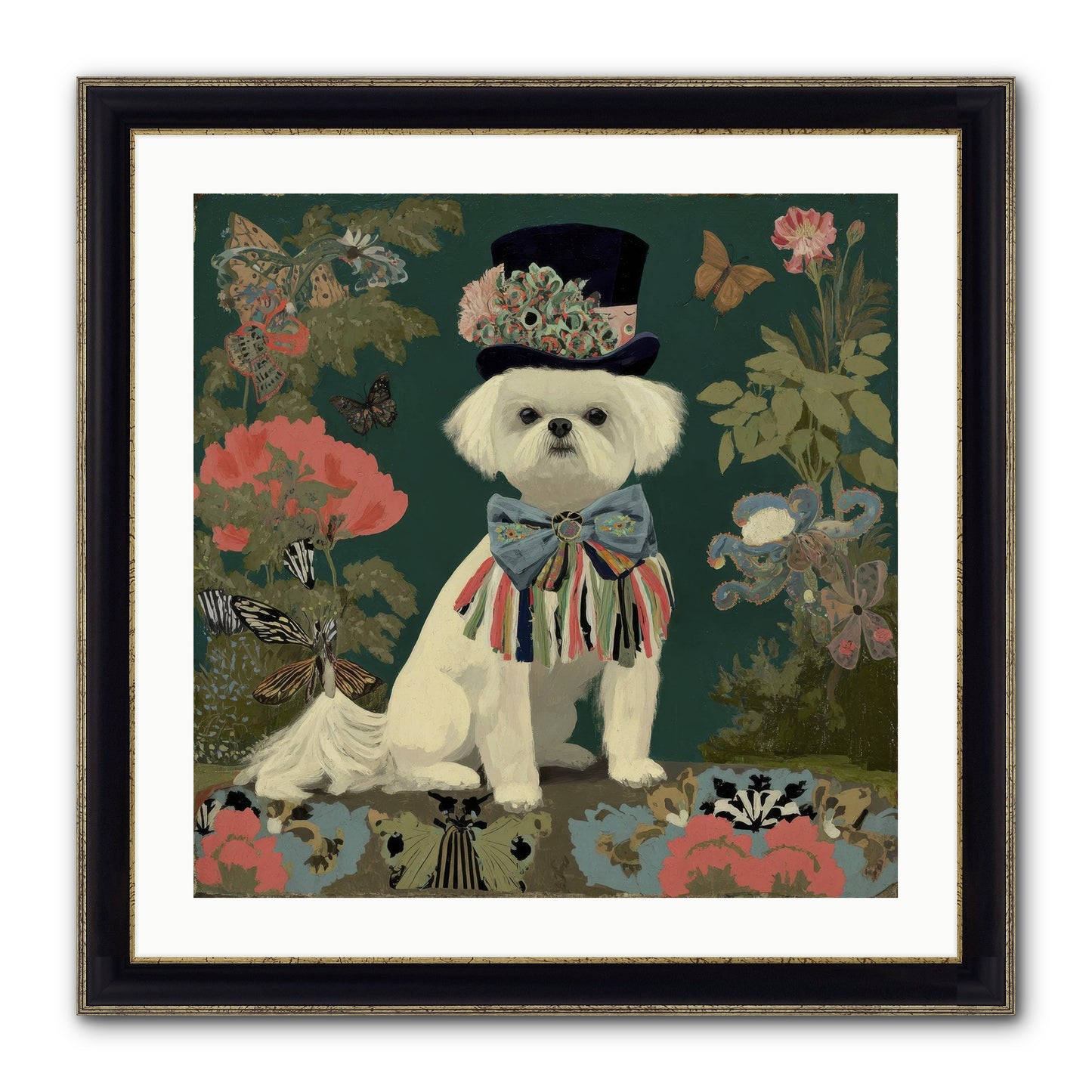 Courtship’s Secret Framed Print - Black & Gold 24x24