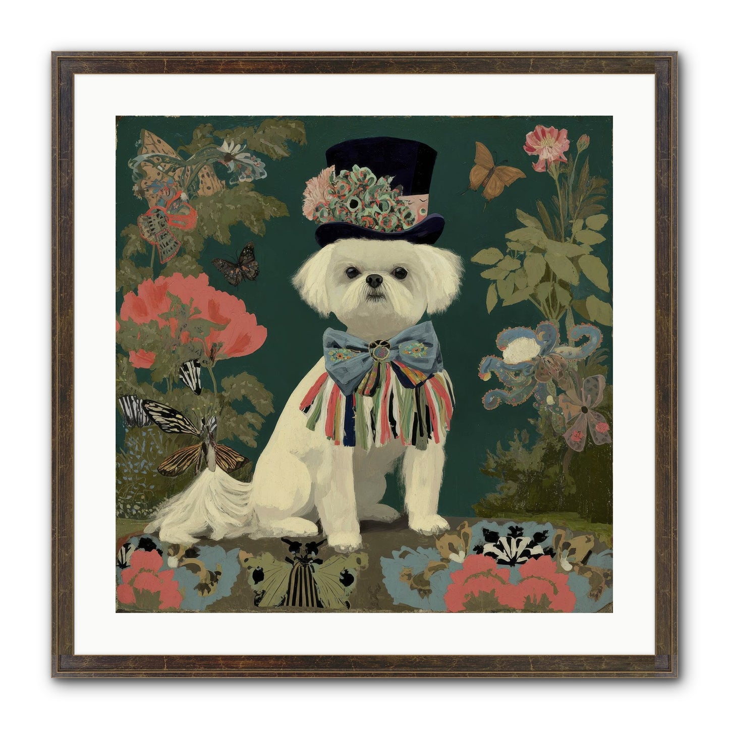 Courtship’s Secret Framed Print - Slimwoods Black/Gold 24x24
