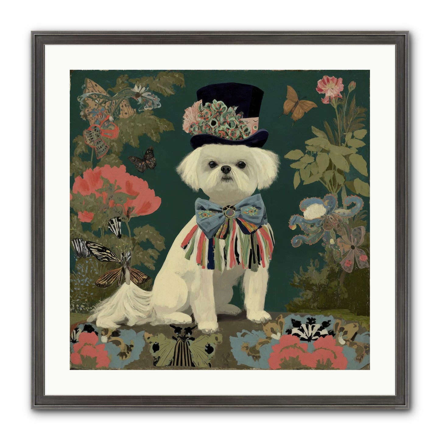 Courtship’s Secret Framed Print - Slimwoods Black/Silver 24x24