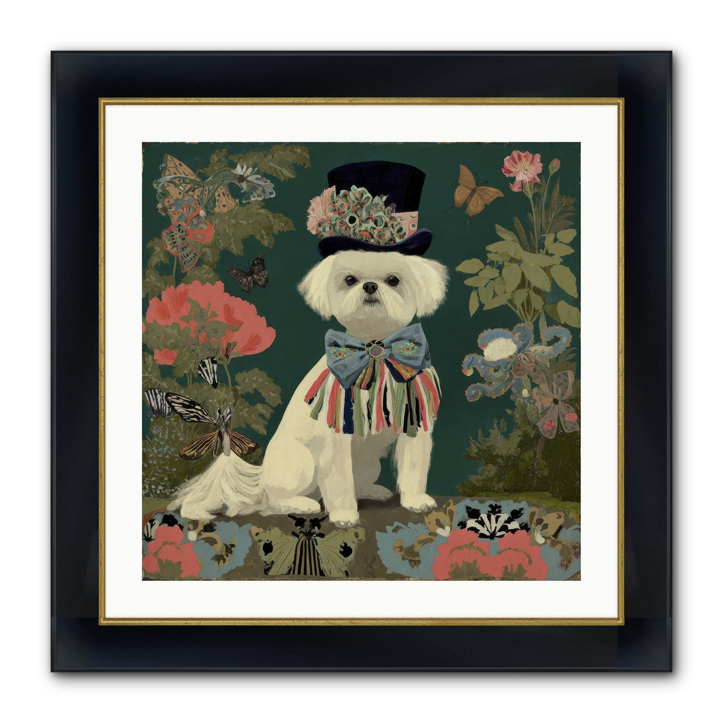 Courtship’s Secret Framed Print - Wide Black w/Gold 24x24