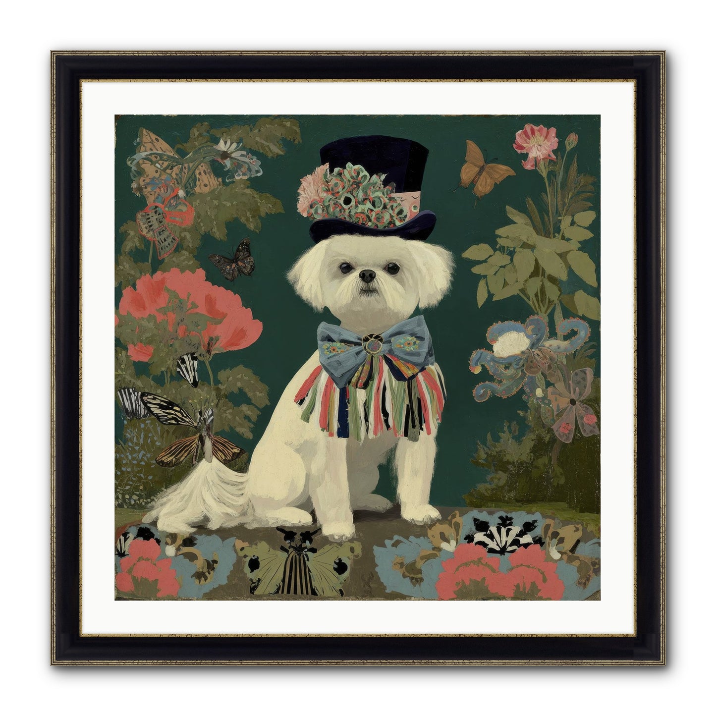 Courtship’s Secret Framed Print - Black & Gold 30x30