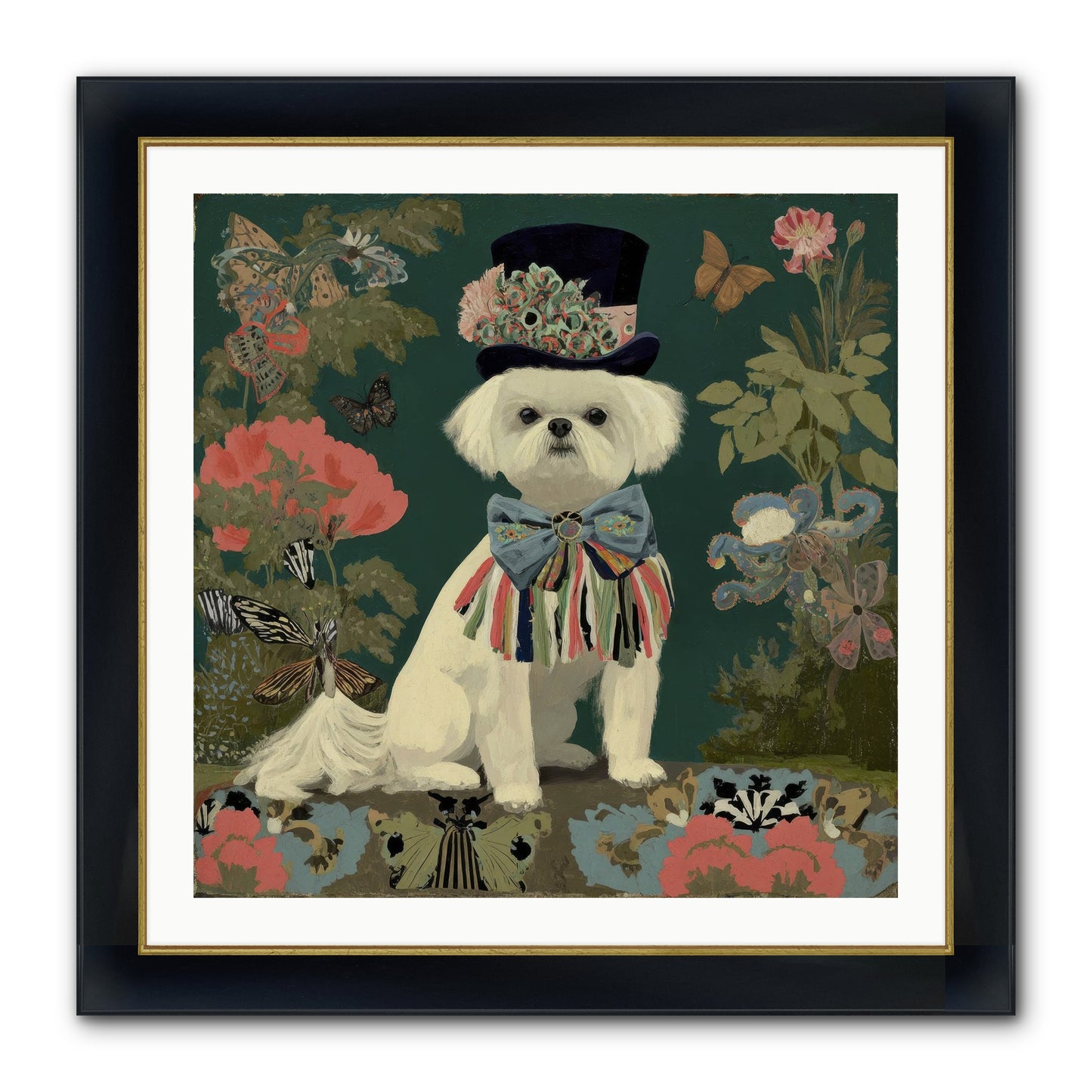 Courtship’s Secret Framed Print - Wide Black w/Gold 30x30