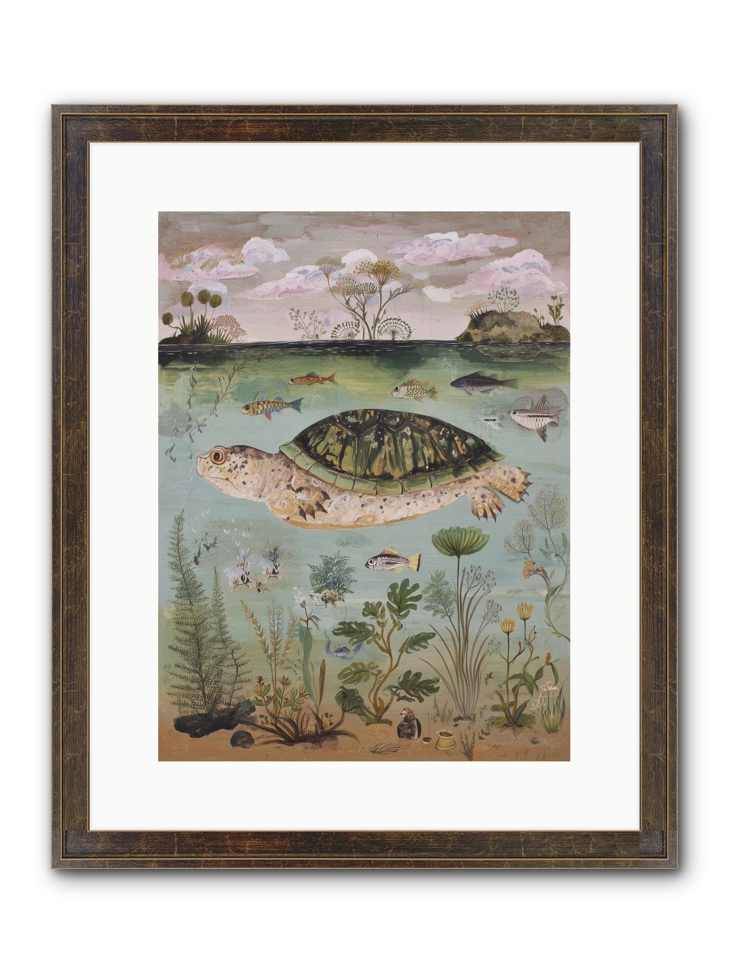Cousteau's Vision Framed Print - Slimwoods Black/Gold 12x16