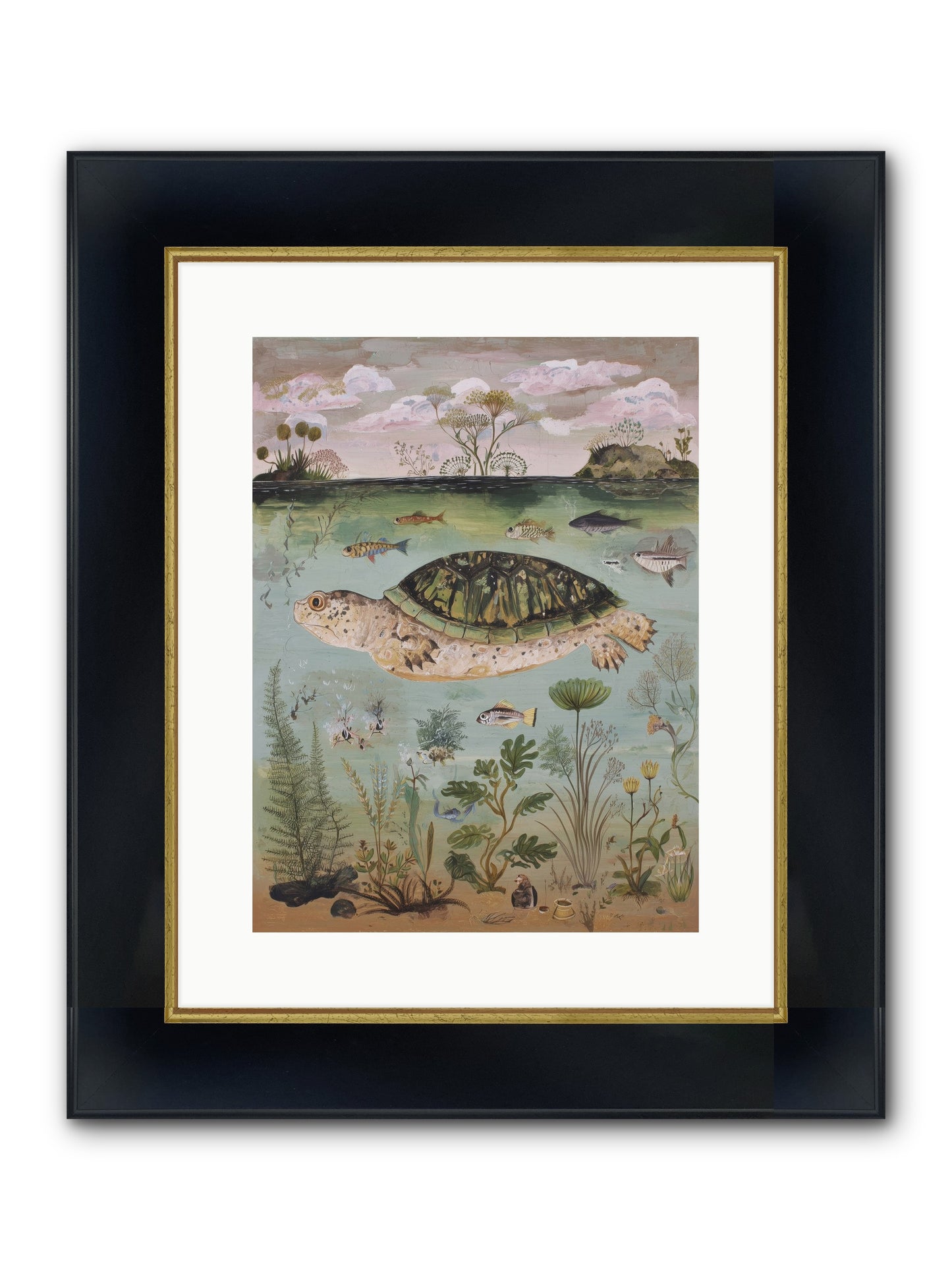 Cousteau's Vision Framed Print - Wide Black w/Gold 12x16