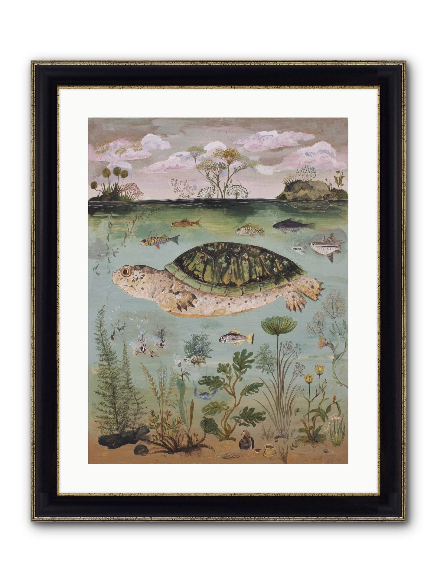 Cousteau's Vision Framed Print - Black & Gold 18x24