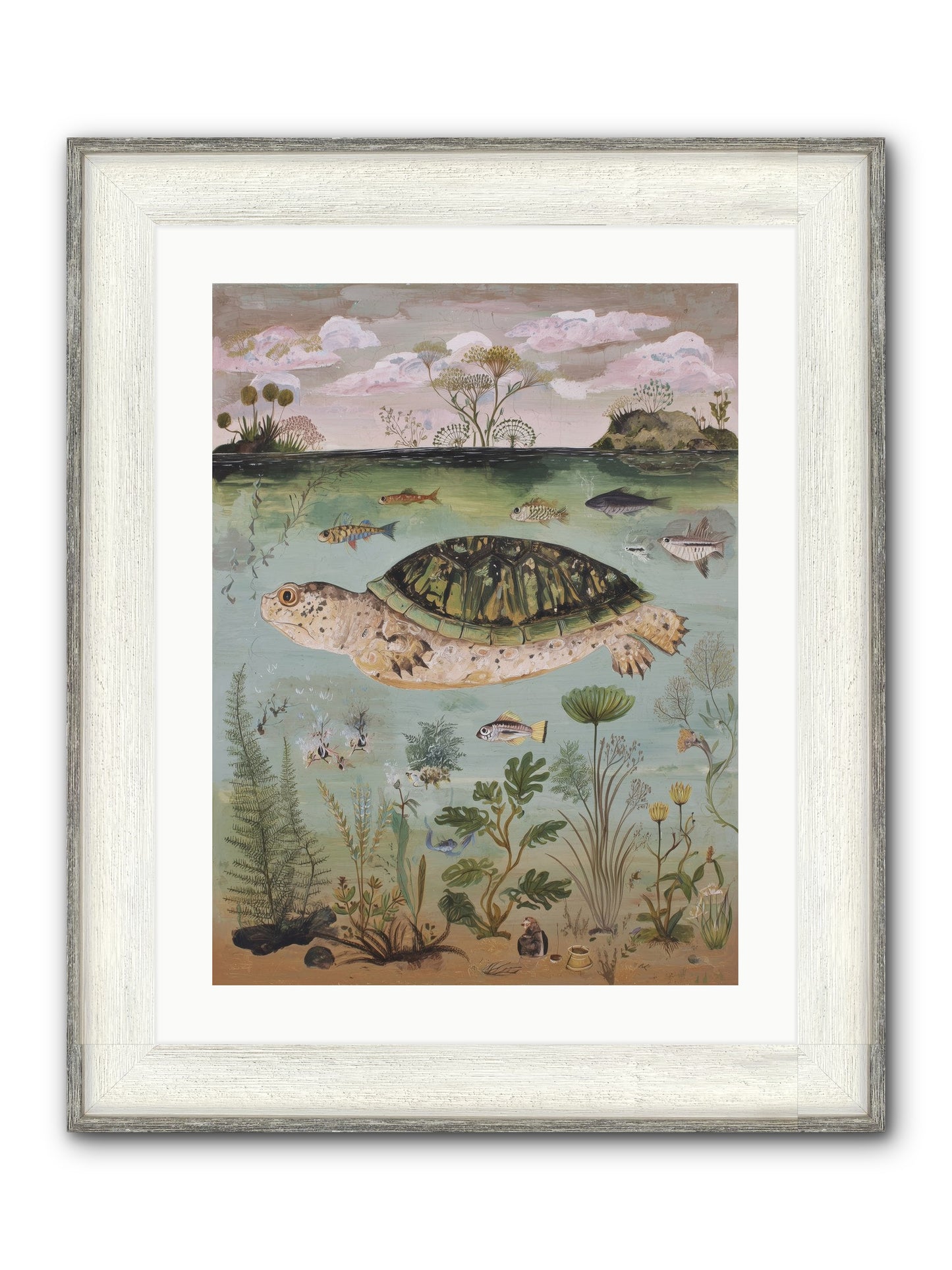 Cousteau's Vision Framed Print - Driftwood White 18x24