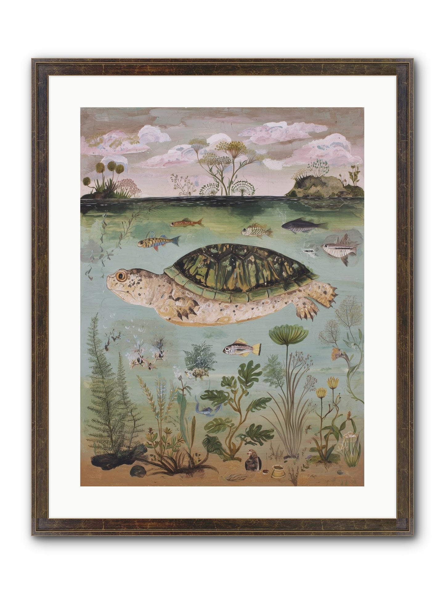 Cousteau's Vision Framed Print - Slimwoods Black/Gold 18x24