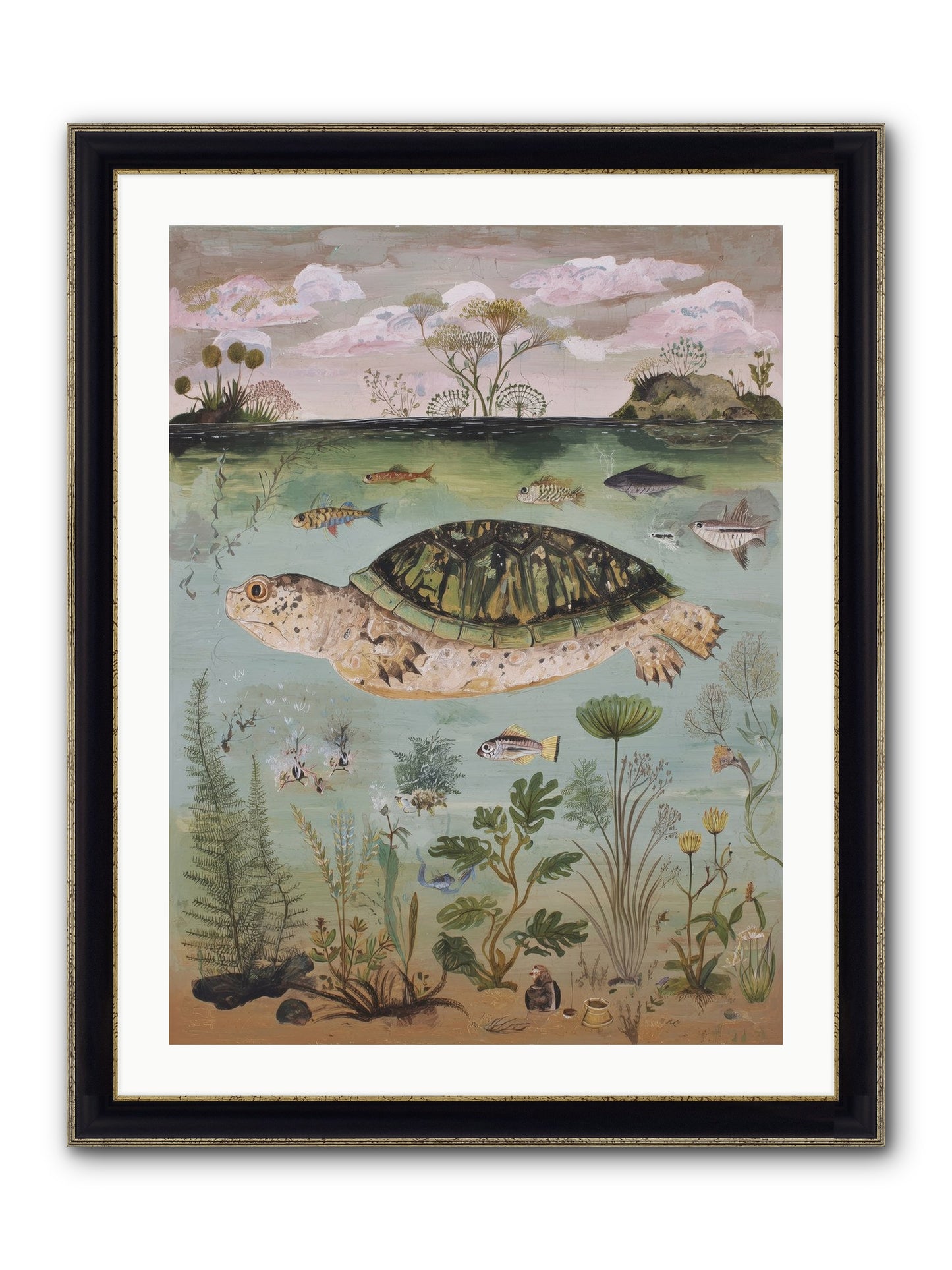 Cousteau's Vision Framed Print - Black & Gold 24x32