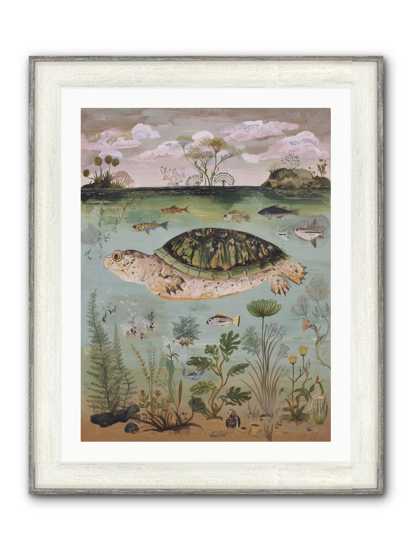 Cousteau's Vision Framed Print - Driftwood White 24x32