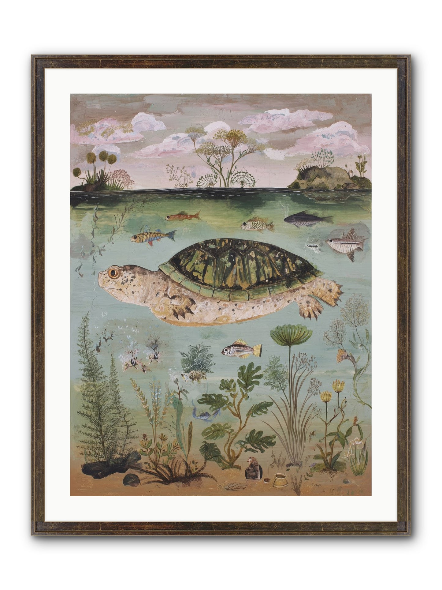 Cousteau's Vision Framed Print - Slimwoods Black/Gold 24x32