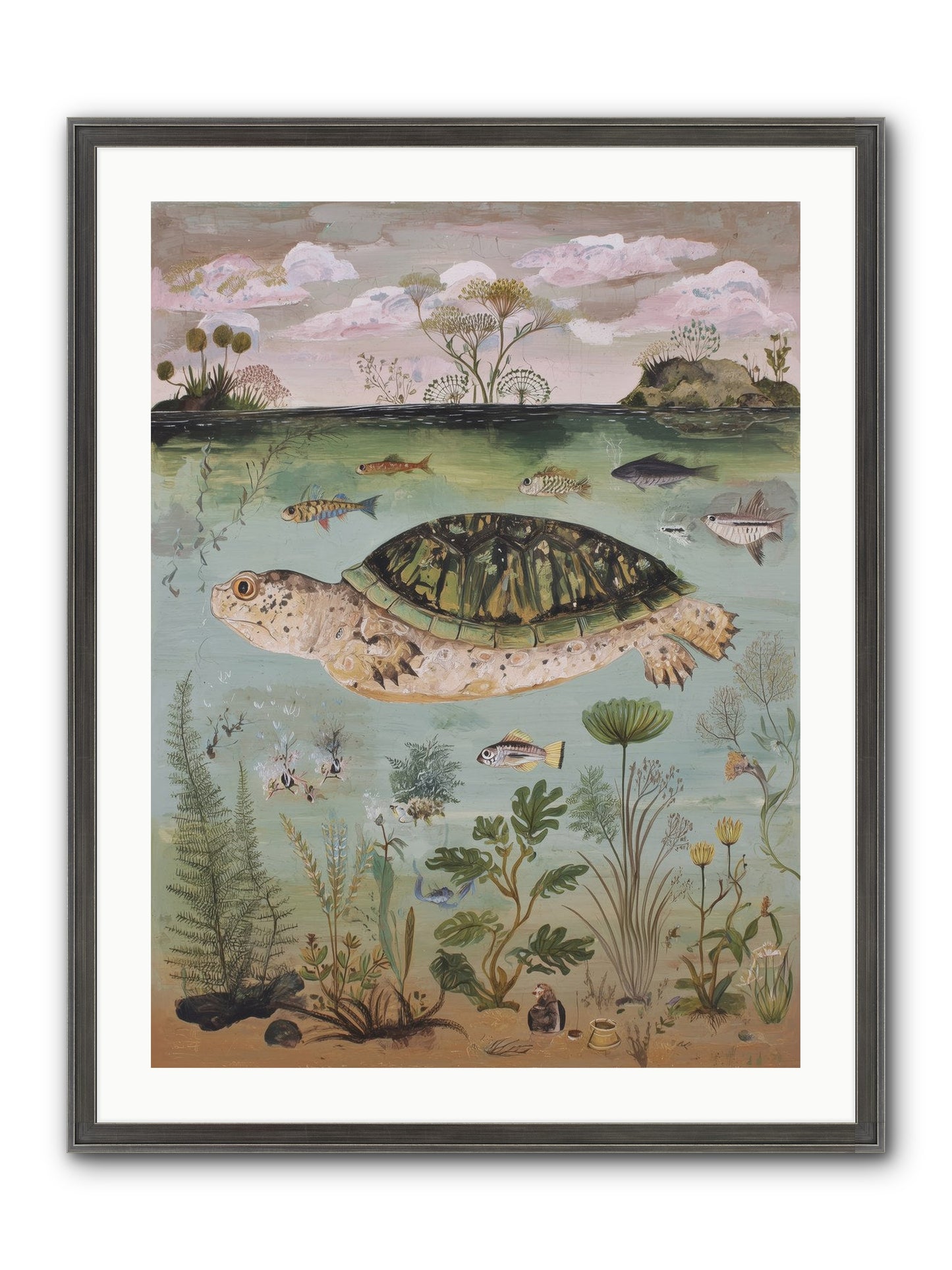 Cousteau's Vision Framed Print - Slimwoods Black/Silver 24x32
