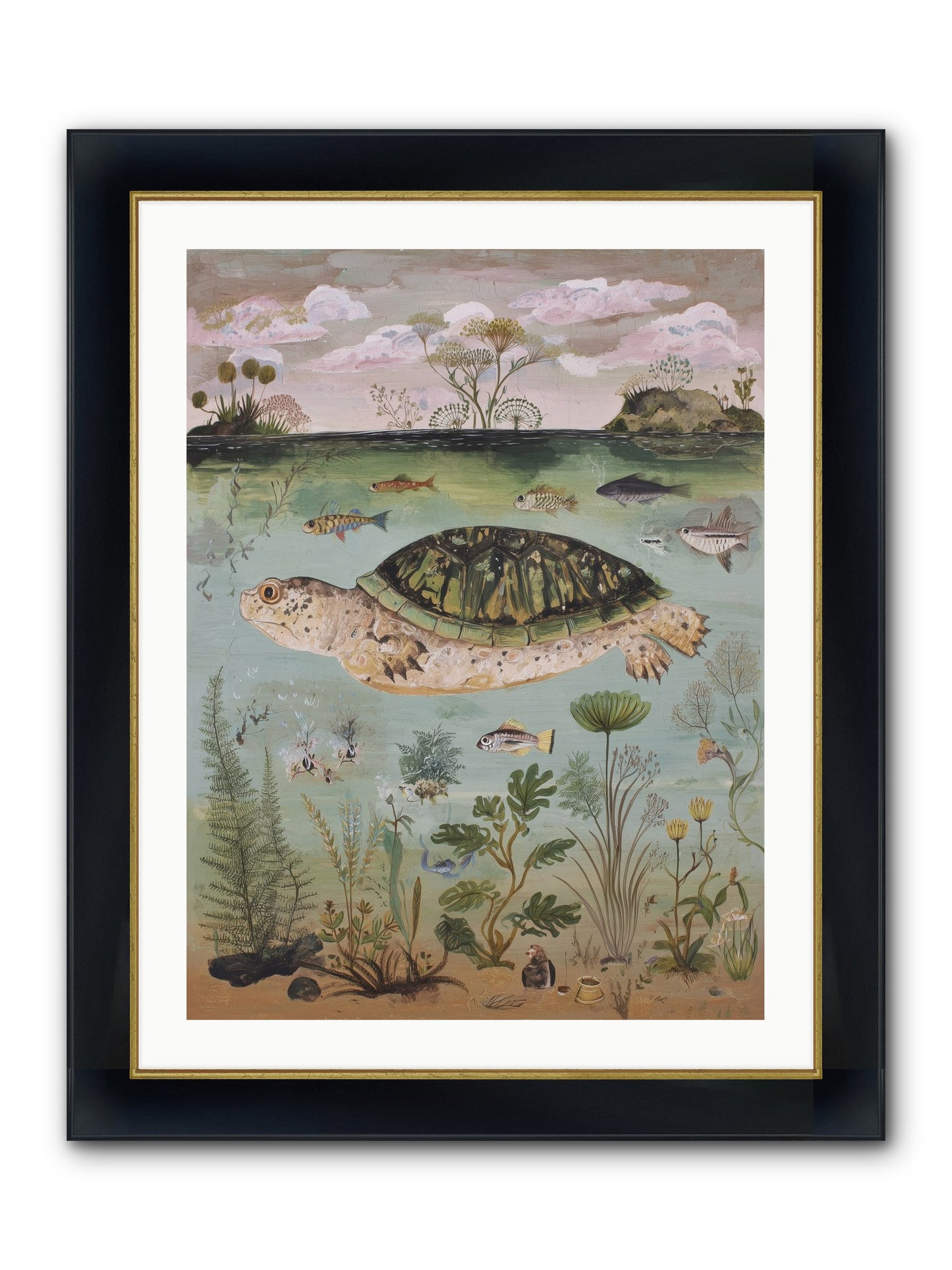 Cousteau's Vision Framed Print - Wide Black w/Gold 24x32