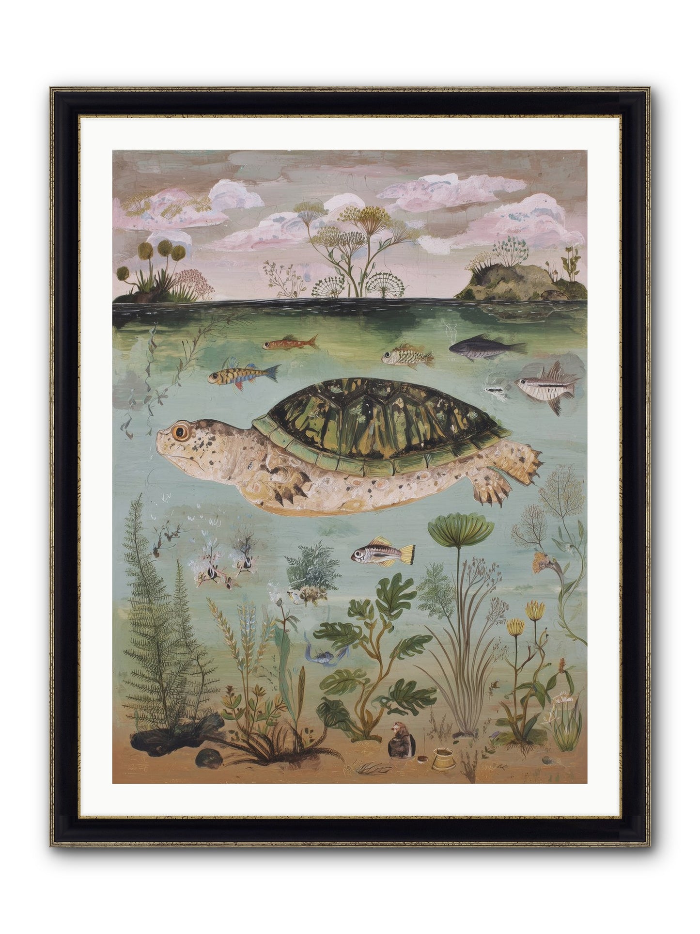 Cousteau's Vision Framed Print - Black & Gold 30x40