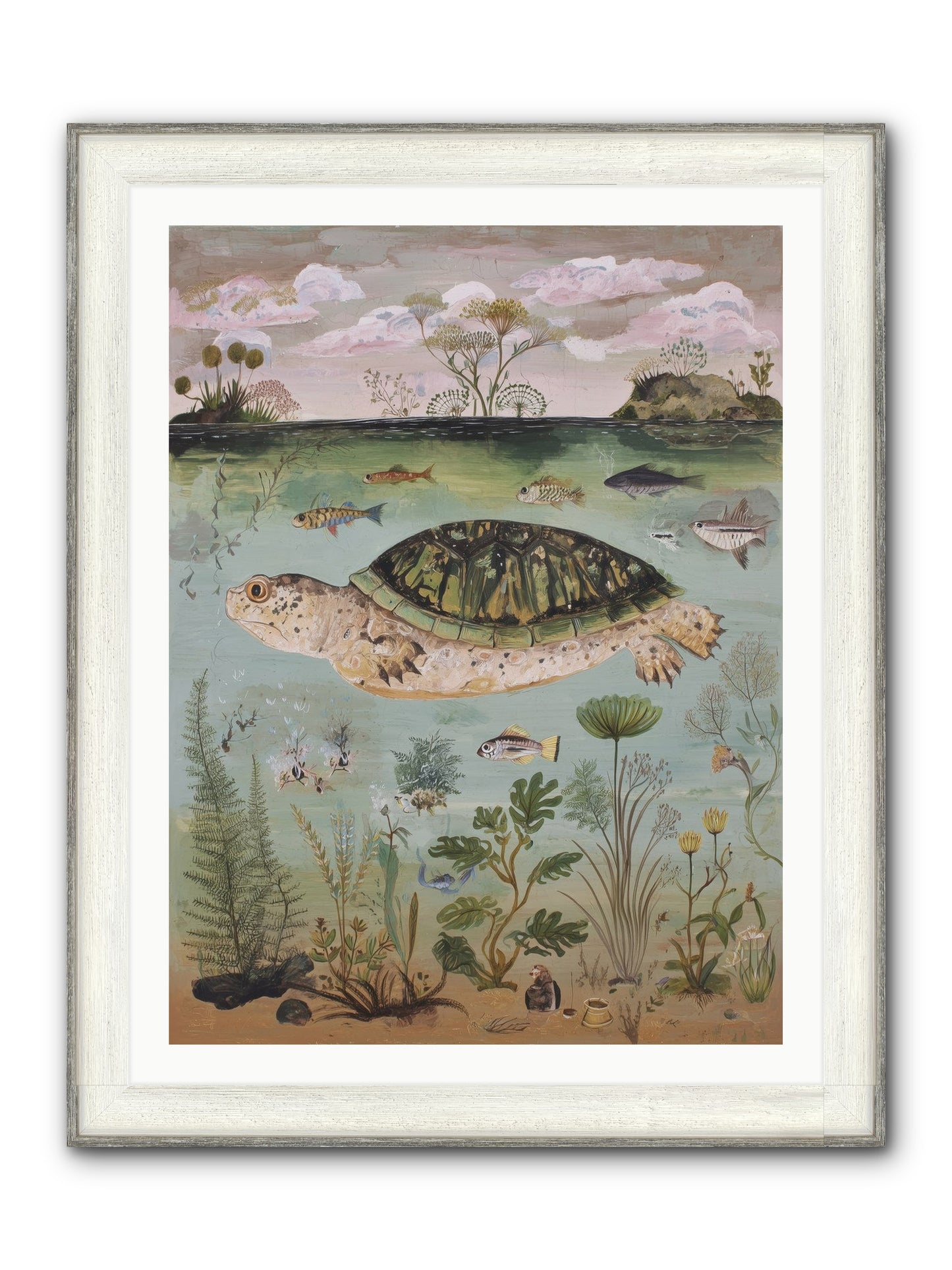 Cousteau's Vision Framed Print - Driftwood White 30x40