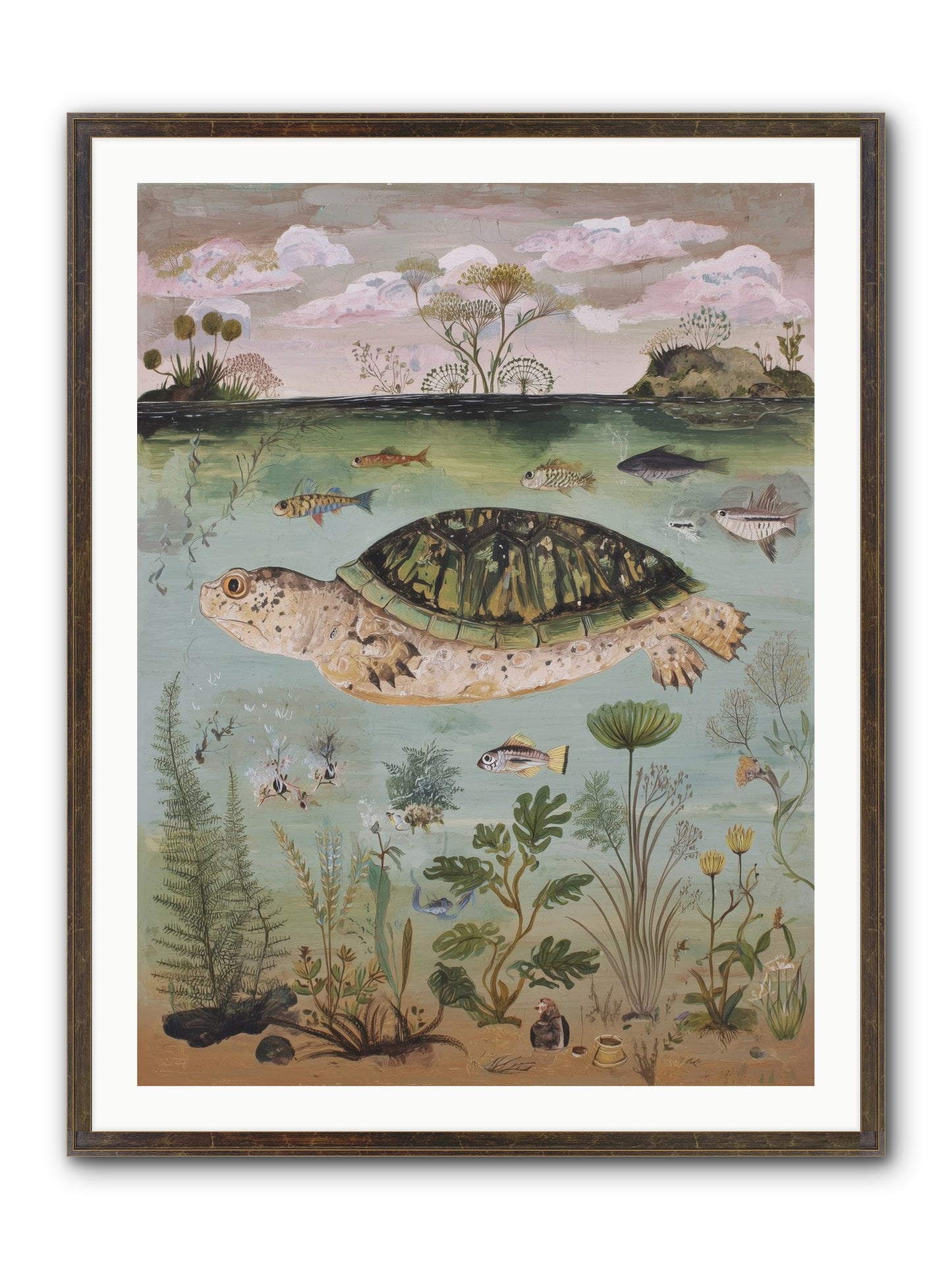 Cousteau's Vision Framed Print - Slimwoods Black/Gold 30x40