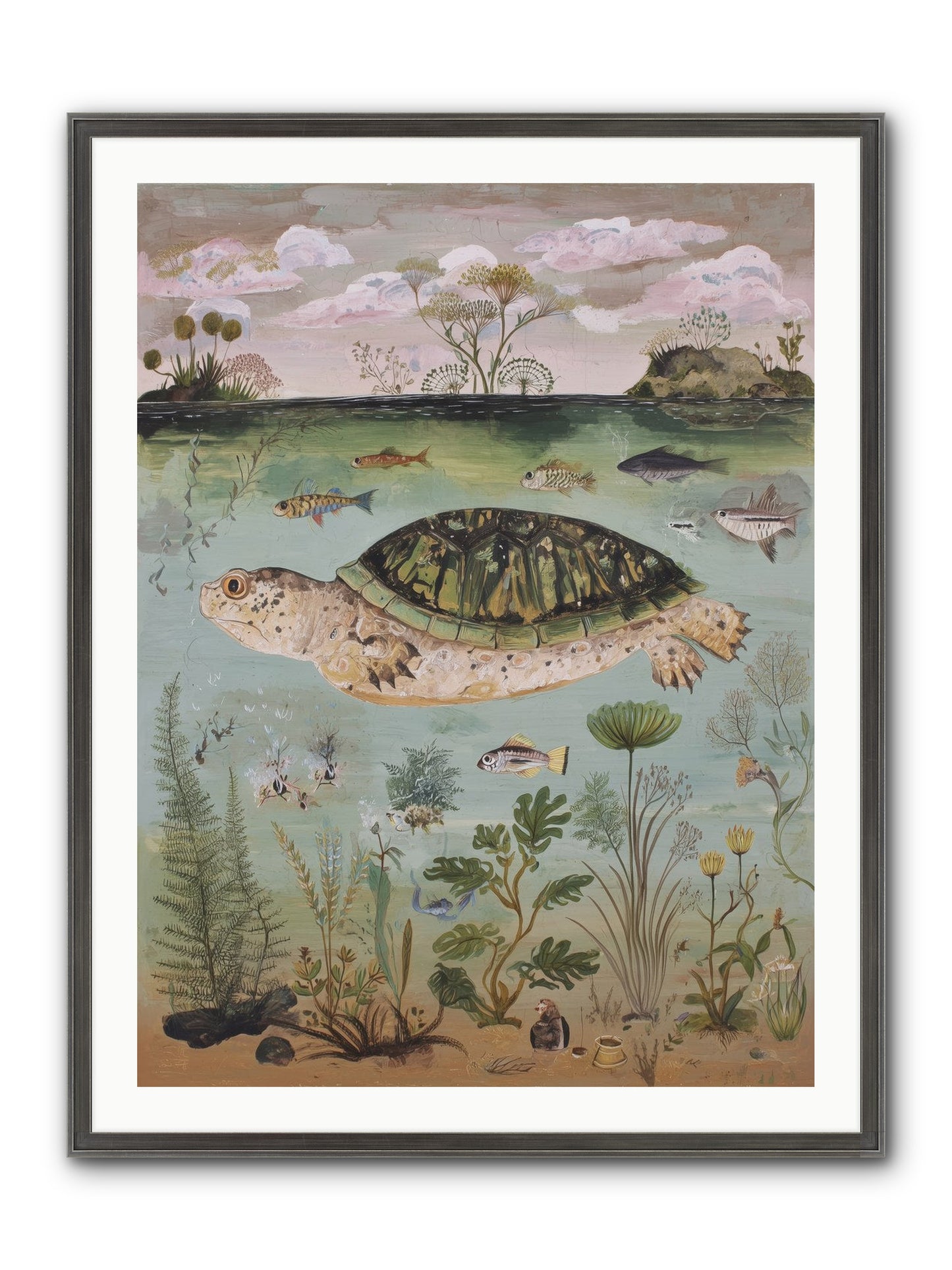 Cousteau's Vision Framed Print - Slimwoods Black/Silver 30x40