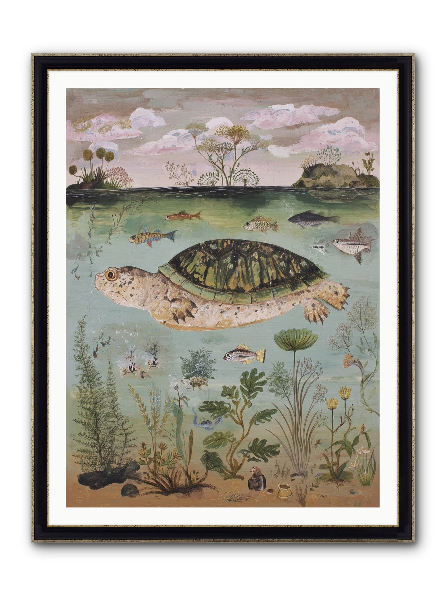 Cousteau's Vision Framed Print - Black & Gold 36x48