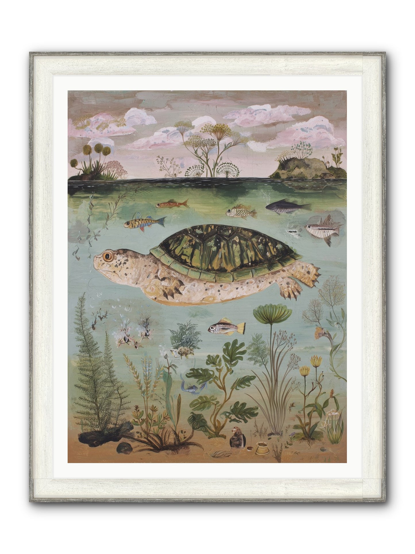 Cousteau's Vision Framed Print - Driftwood White 36x48