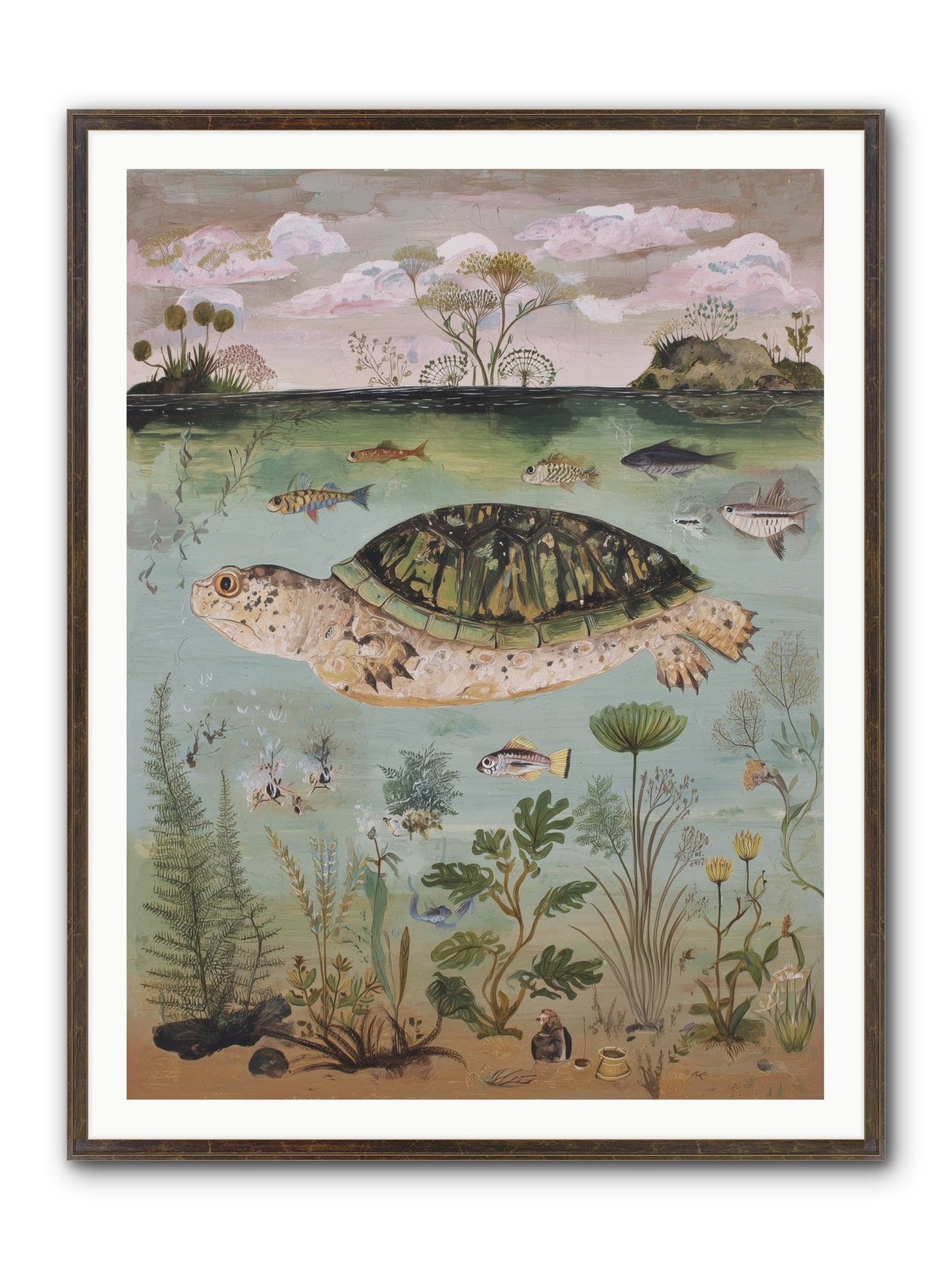 Cousteau's Vision Framed Print - Slimwoods Black/Gold 36x48