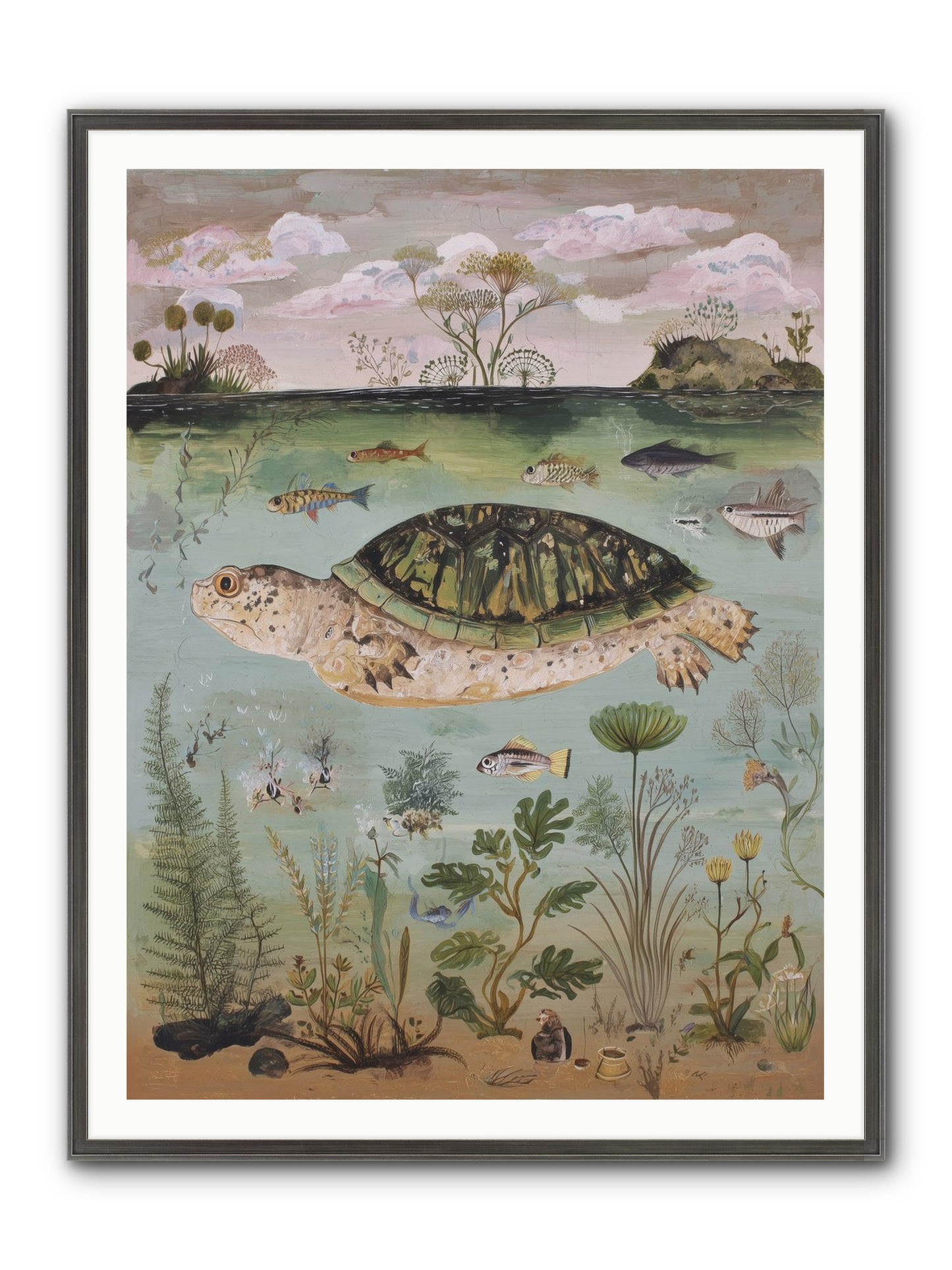 Cousteau's Vision Framed Print - Slimwoods Black/Silver 36x48