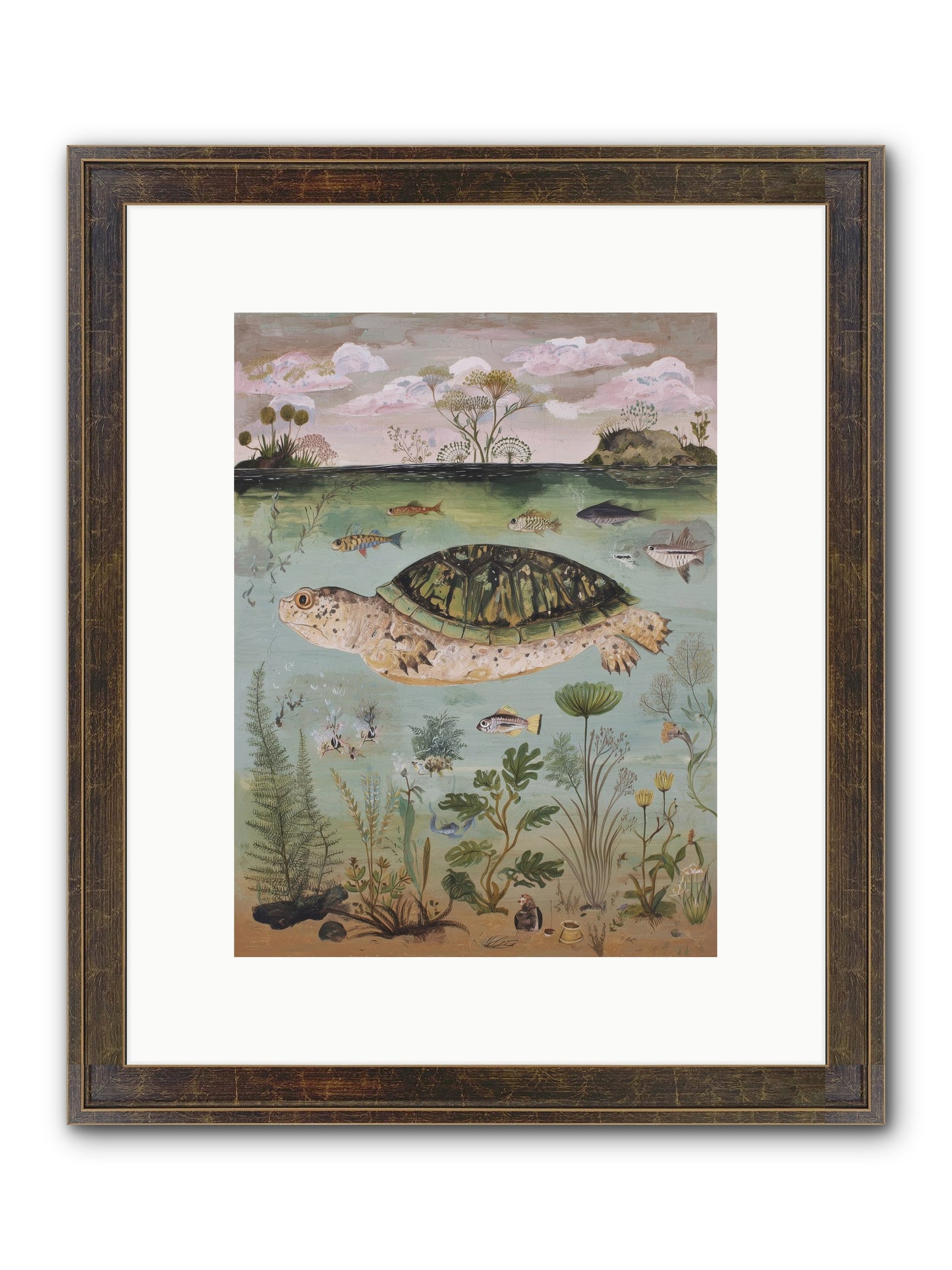Cousteau's Vision Framed Print - Slimwoods Black/Gold 9x12