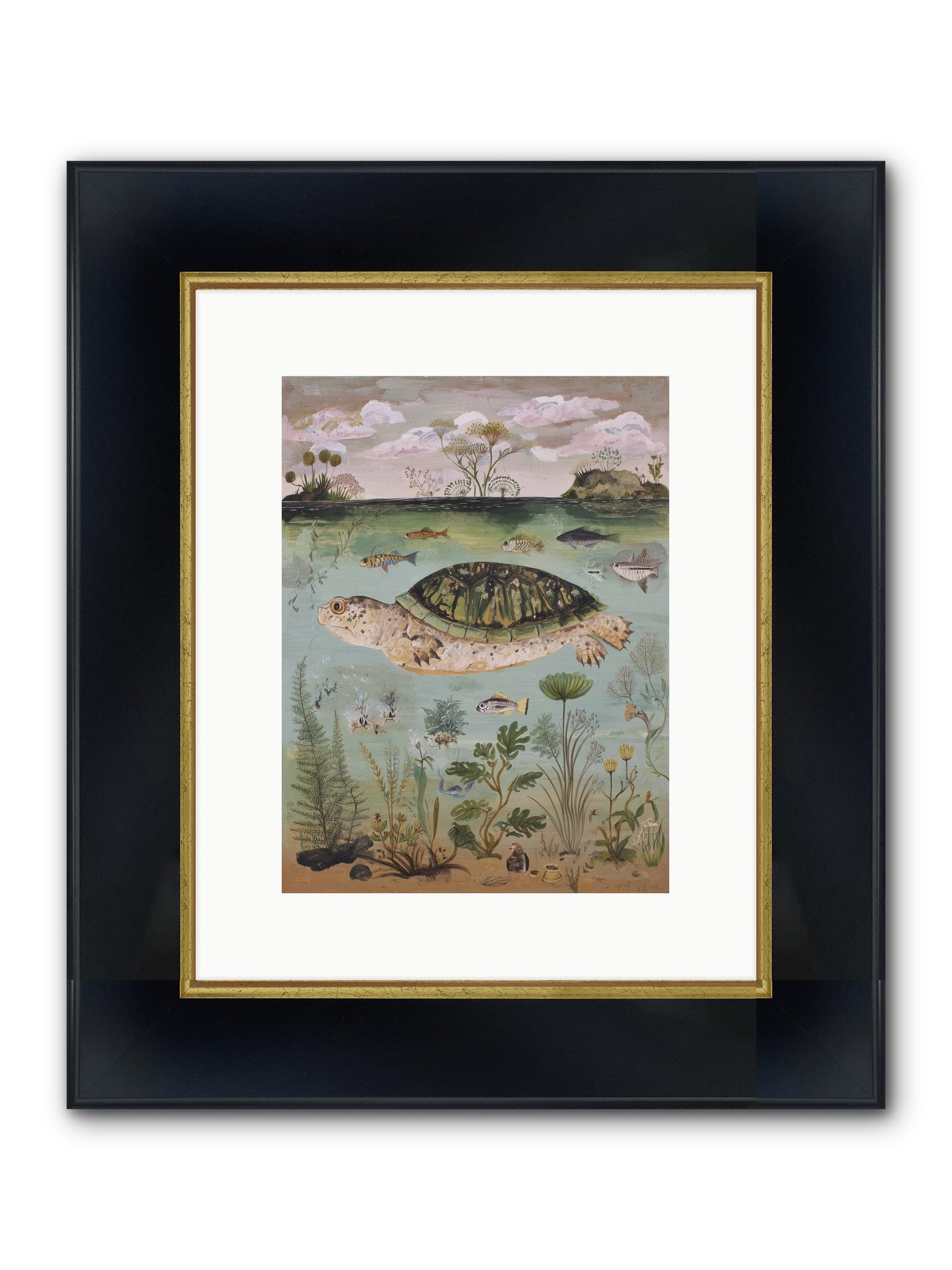Cousteau's Vision Framed Print - Wide Black w/Gold 9x12