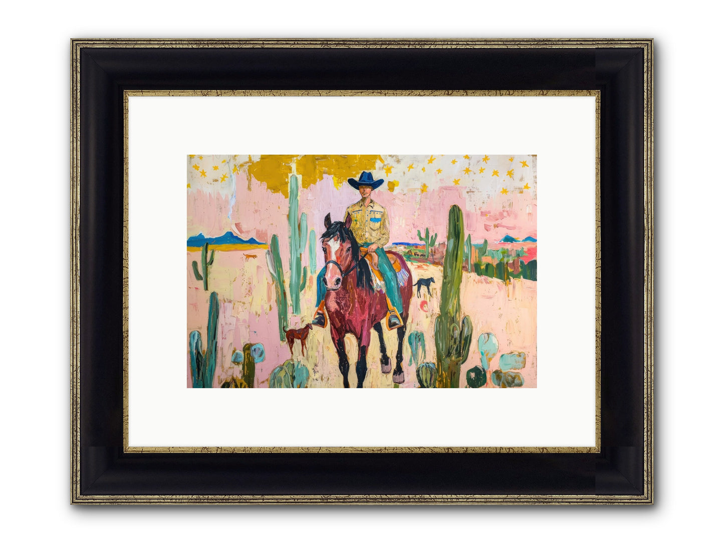 Coyote Crossing Framed Print - Black & Gold 12x8