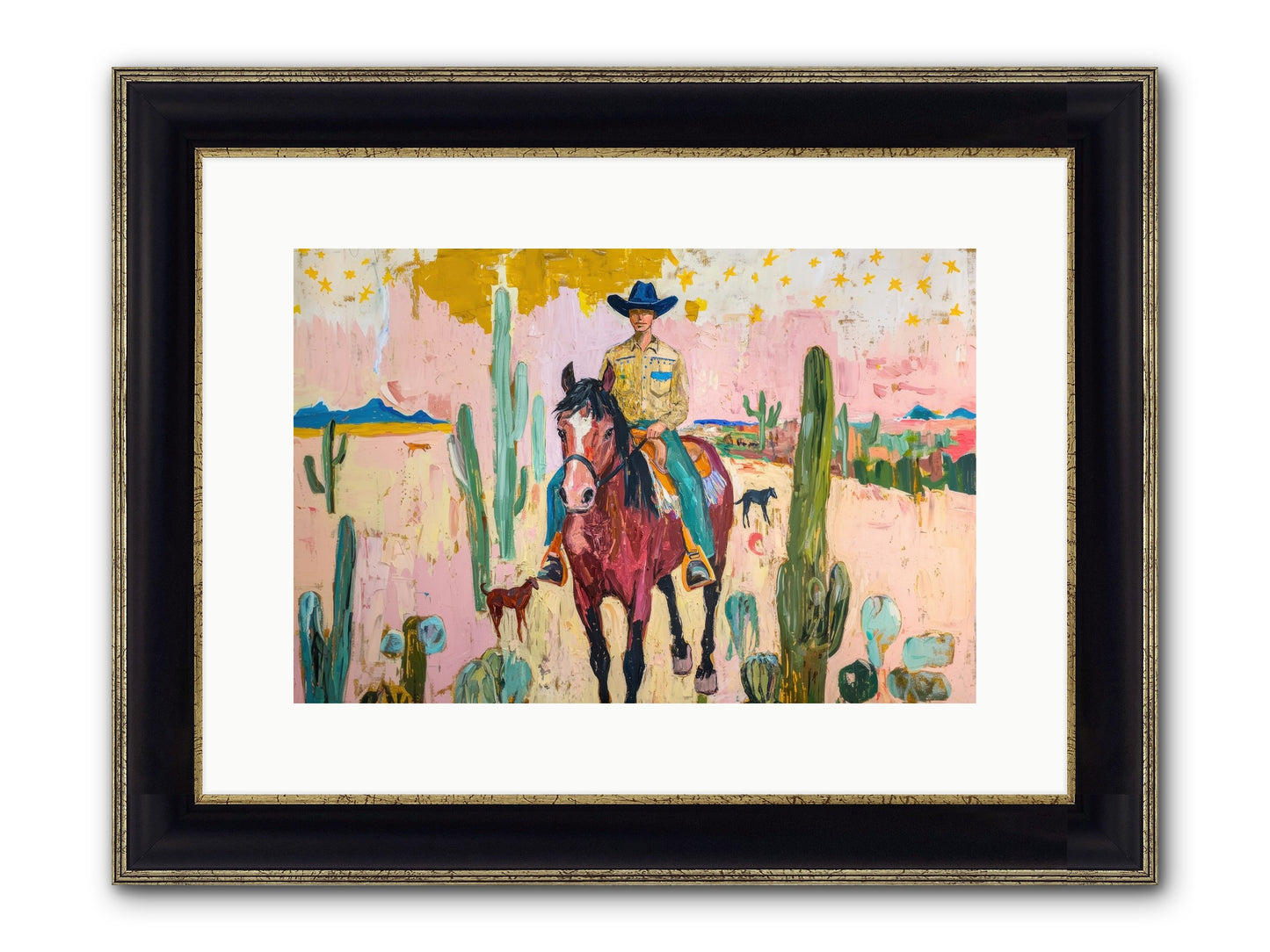 Coyote Crossing Framed Print - Black & Gold 15x10