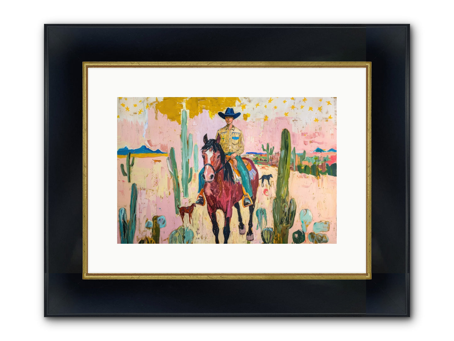 Coyote Crossing Framed Print - Wide Black w/Gold 15x10