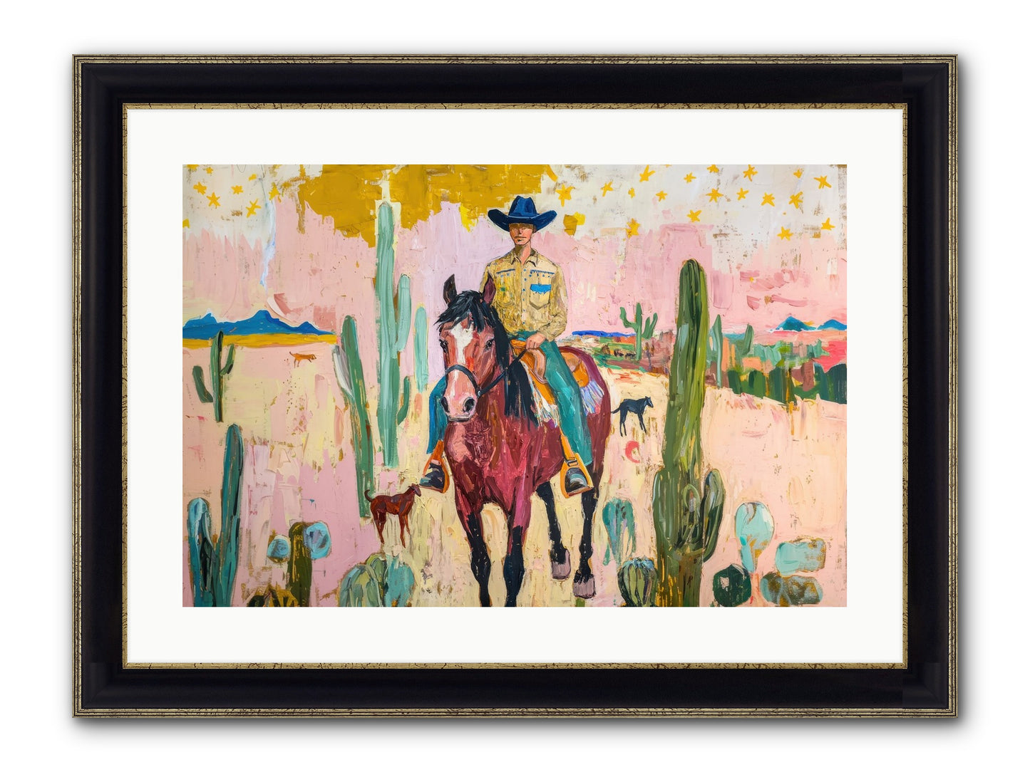Coyote Crossing Framed Print - Black & Gold 24x16