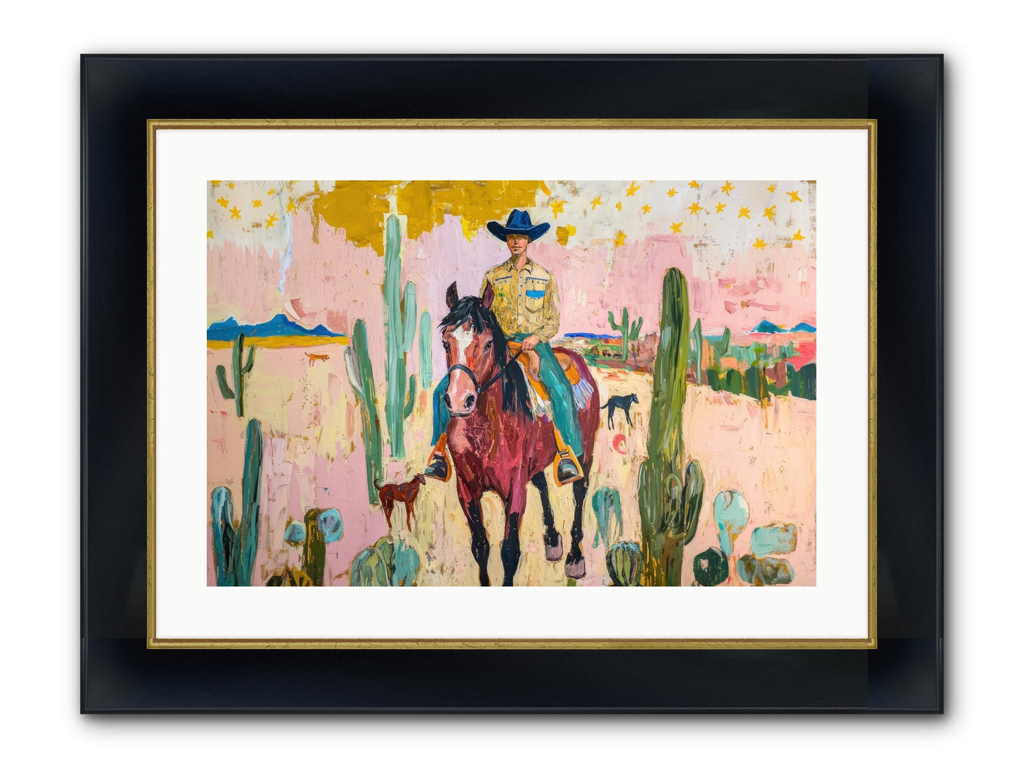 Coyote Crossing Framed Print - Wide Black w/Gold 24x16