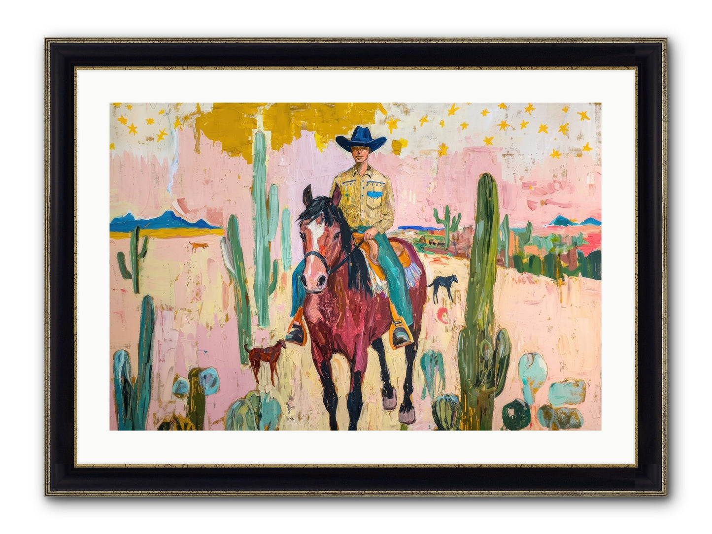 Coyote Crossing Framed Print - Black & Gold 30x20