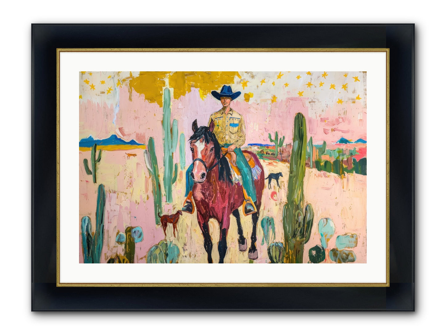 Coyote Crossing Framed Print - Wide Black w/Gold 30x20