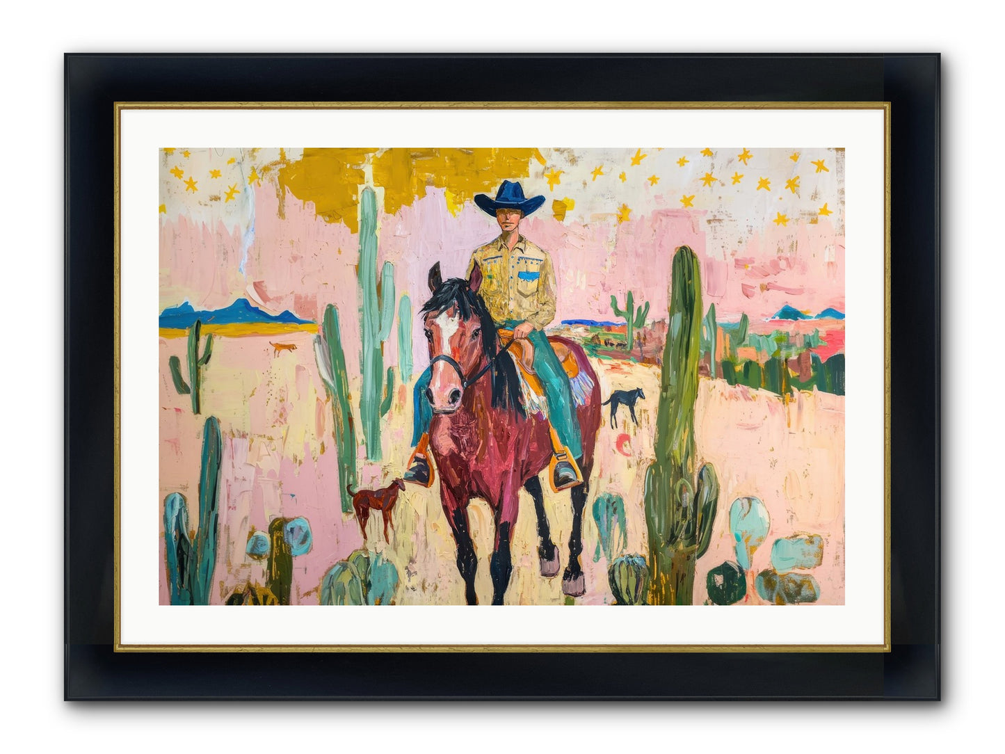 Coyote Crossing Framed Print - Wide Black w/Gold 36x24