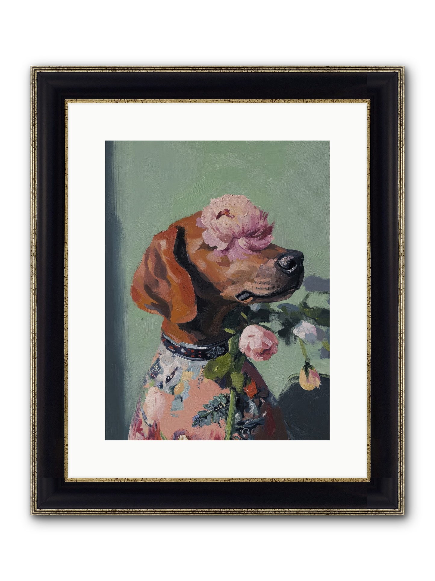 Cream Puff Framed Print - Black & Gold 12x16