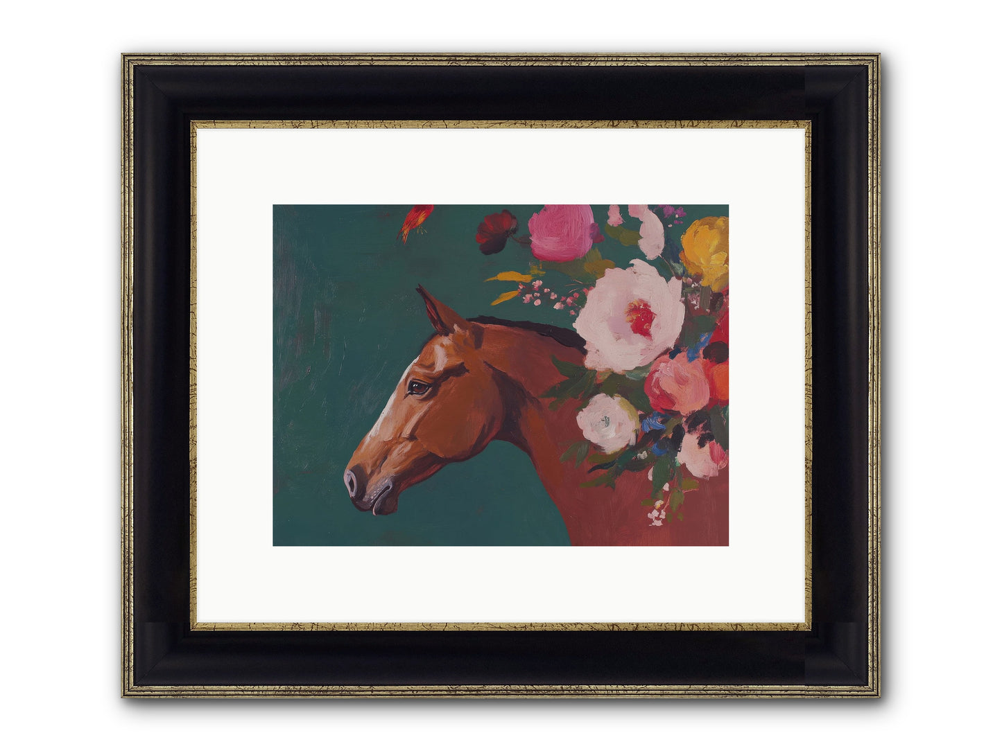 Creekside Solitude Framed Print - Black & Gold 12x9