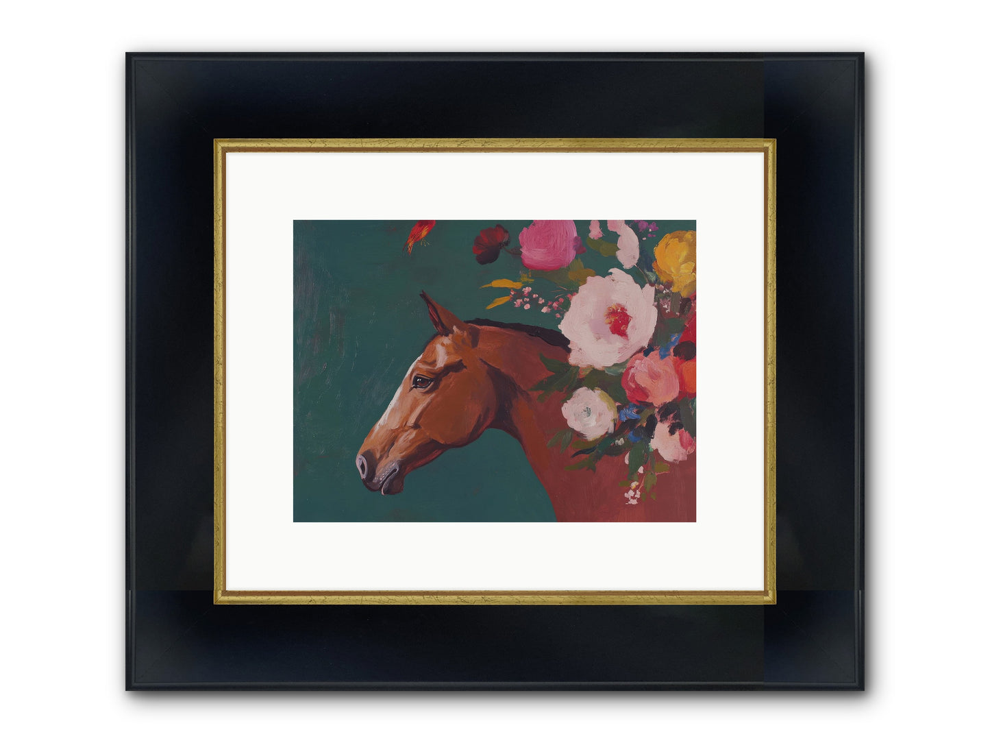 Creekside Solitude Framed Print - Wide Black w/Gold 12x9