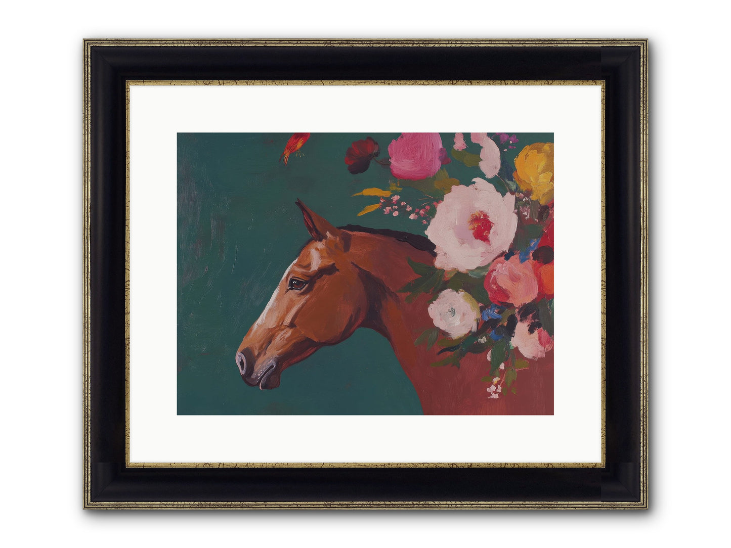 Creekside Solitude Framed Print - Black & Gold 16x12