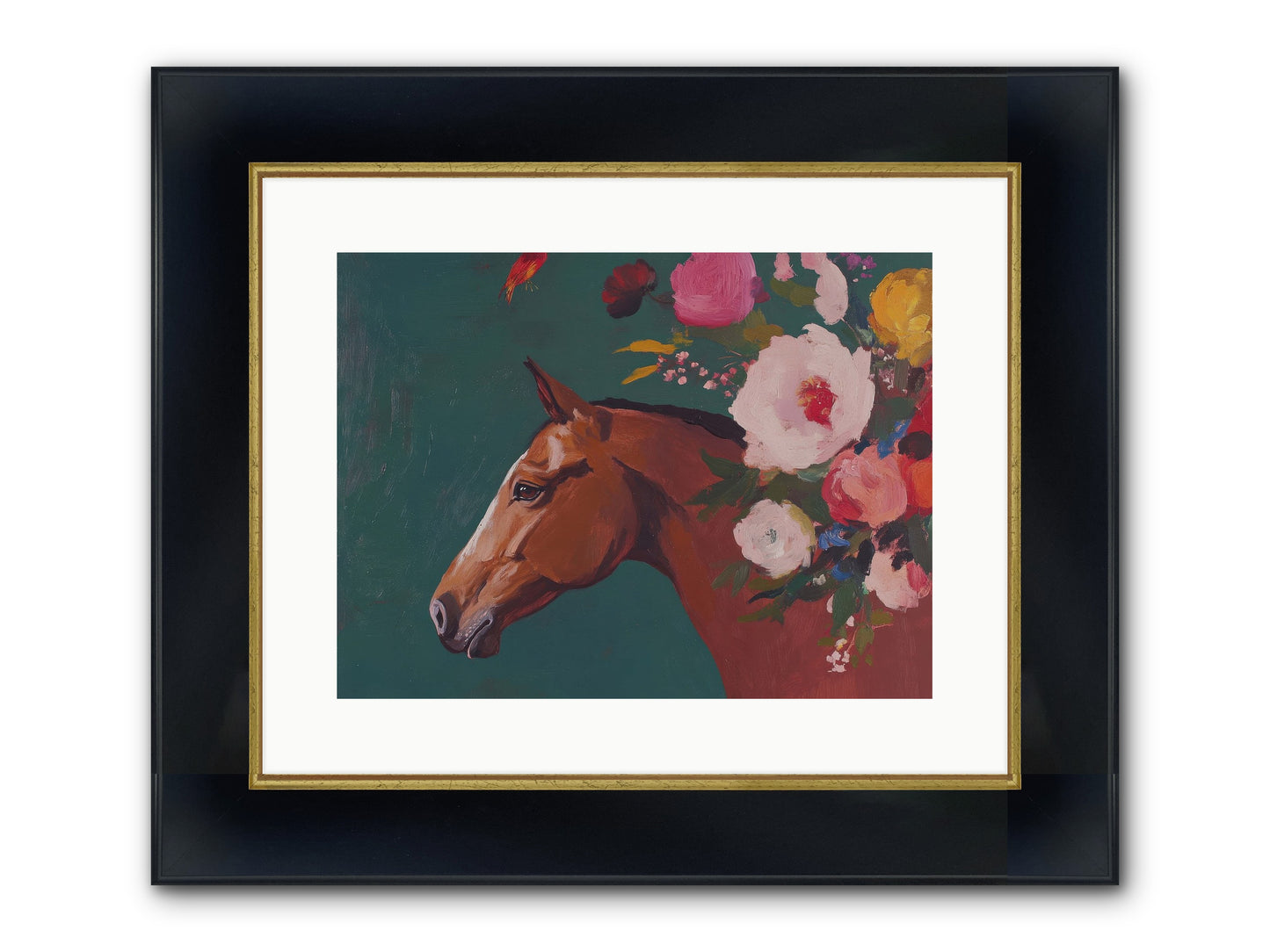 Creekside Solitude Framed Print - Wide Black w/Gold 16x12