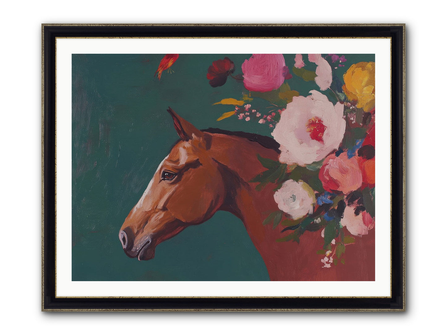 Creekside Solitude Framed Print - Black & Gold 40x30